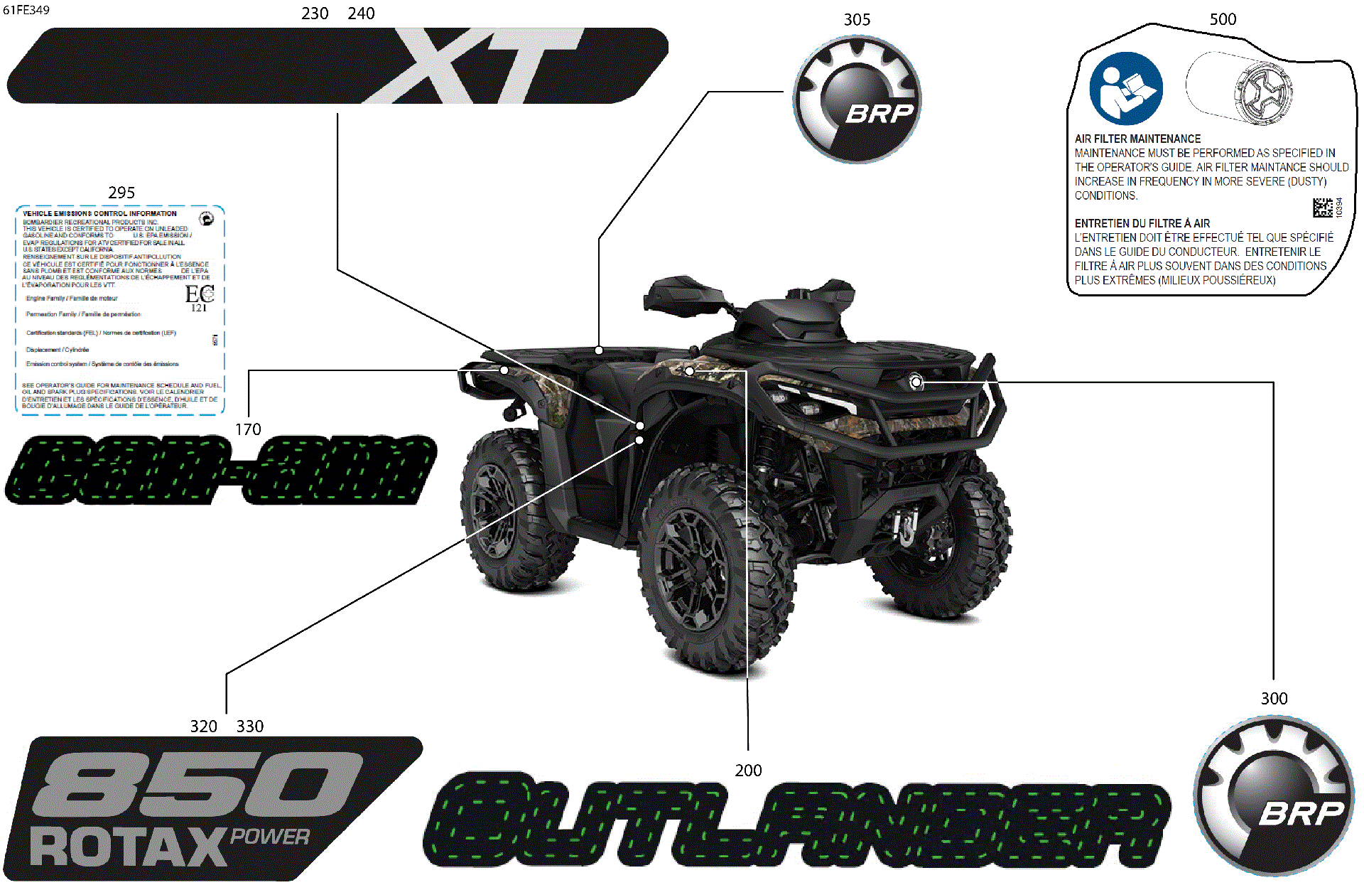 An Image of a Genuine Can-Am Parts Schematic Diagram showing the schematic - BODY - FEATURE DECALS