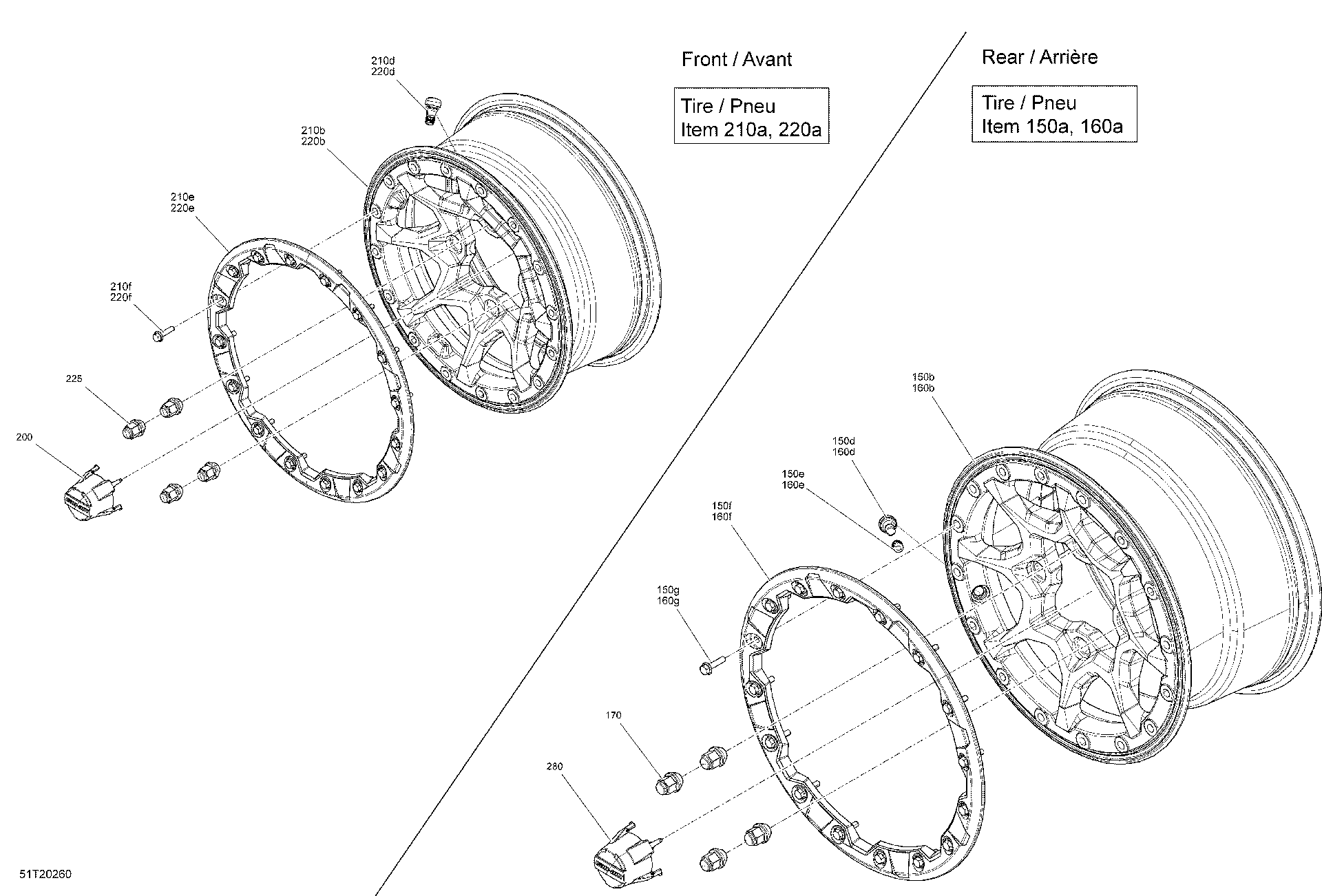 An Image of a Genuine Can-Am Parts Schematic Diagram showing the schematic - WHEELS - X MR