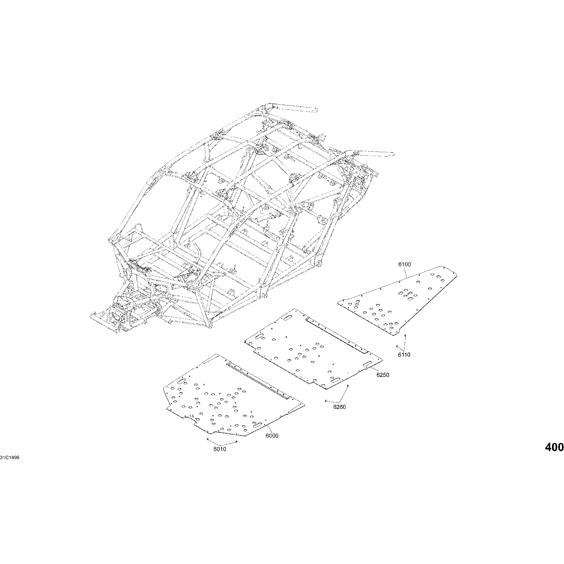 An Image of a Genuine Can-Am Parts Schematic Diagram showing the schematic - BODY PARTS - BRIGHT WHITE - PACKAGE STD - FLOOR SECTION