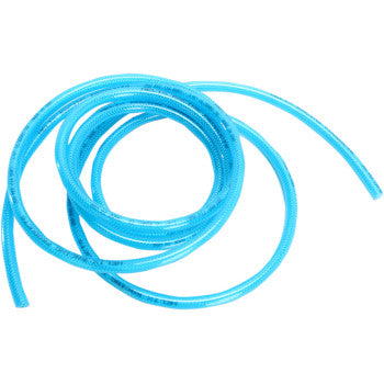 The High Pressure Fuel Line Blue 1/4" 10' by Helix is a coiled polyurethane tube with both ends visible, arranged in overlapping circles on a white background, and offers excellent chemical resistance.