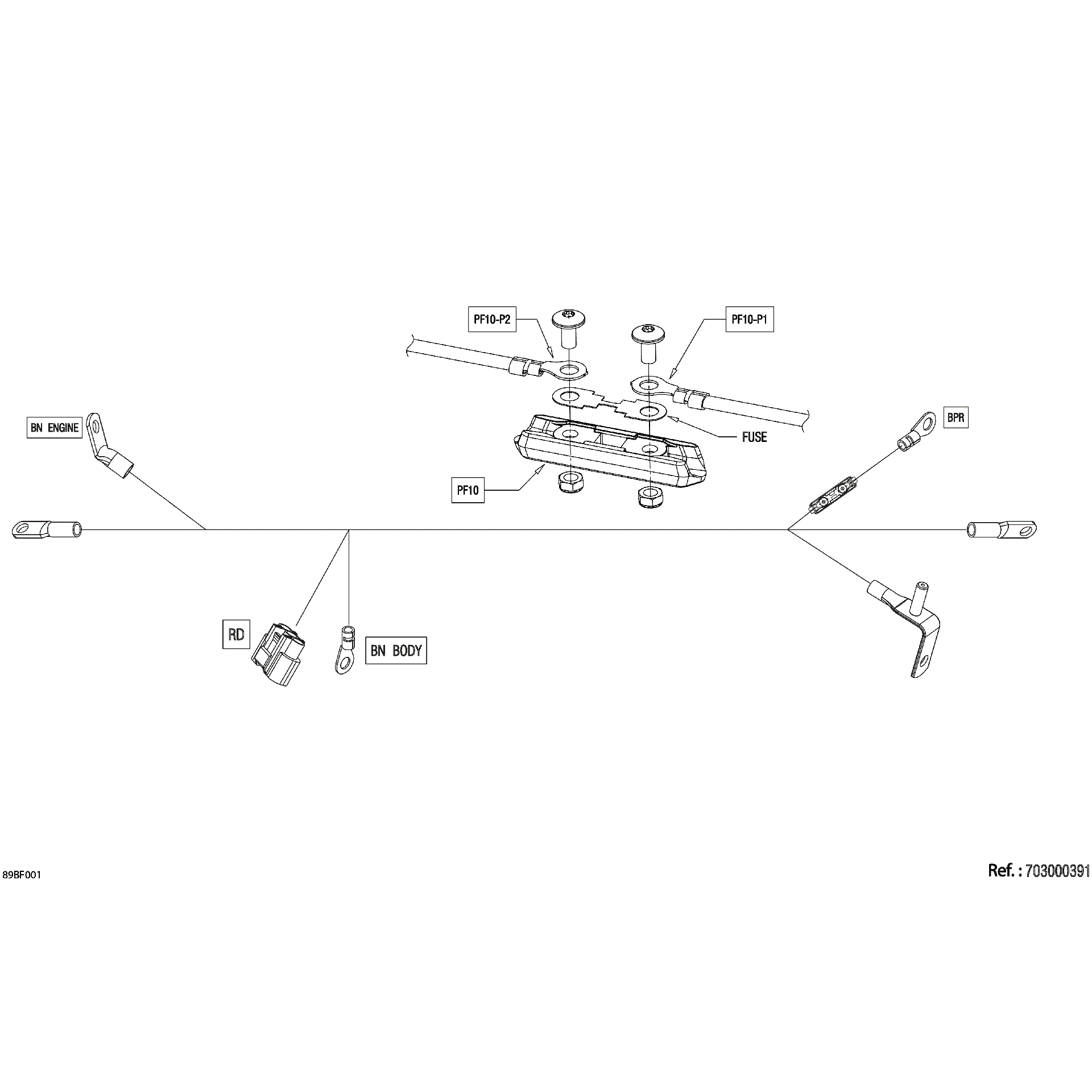 An Image of a Genuine Can-Am Parts Schematic Diagram showing the schematic - ELECTRIC - VOLTAGE REGULATOR WIRING HARNESS - 710008403