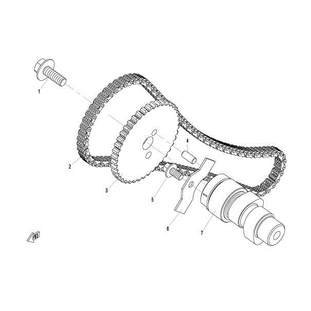An Image of a Genuine CFMOTO Parts Schematic Diagram showing the schematic - CAMSHAFT OF CYLINDER 1 ASSY - 2016 CFMOTO ZFORCE 800 Trail