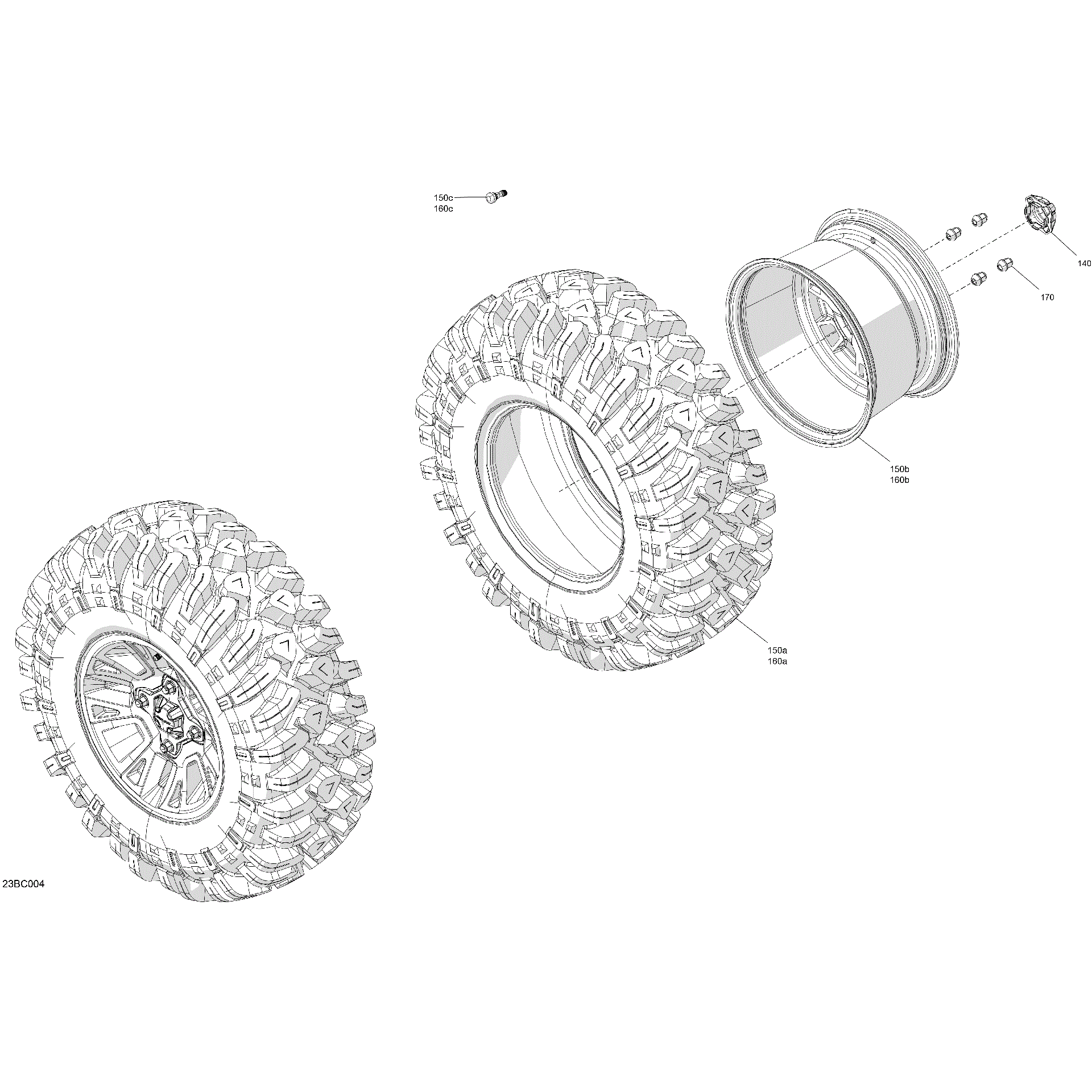 An Image of a Genuine Can-Am Parts Schematic Diagram showing the schematic - DRIVE - REAR WHEELS