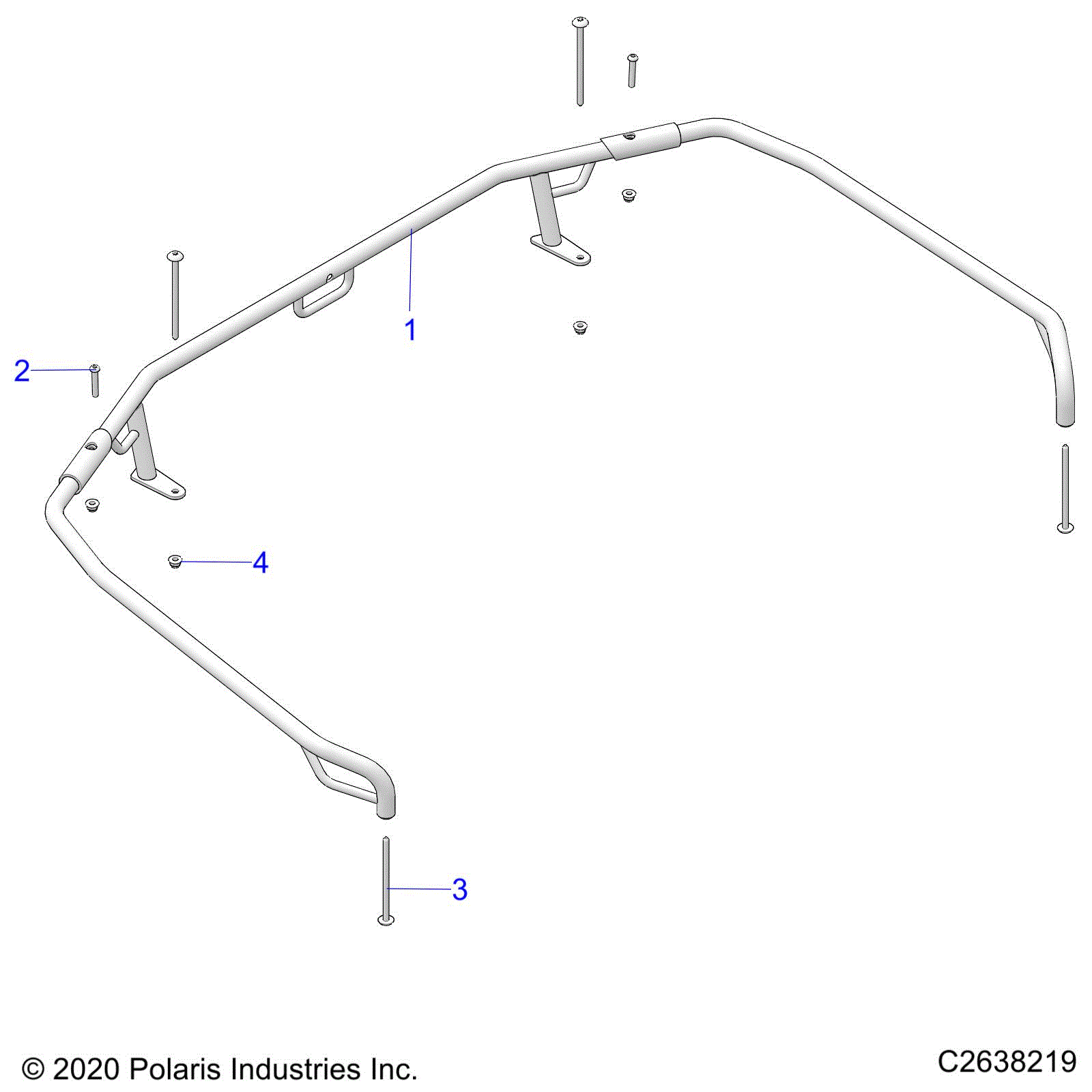 An Image of a Genuine Polaris Parts Schematic Diagram showing the schematic - BODY: REAR RACK EXTENDERS - 2022 POLARIS SPORTSMAN 570 SP TRAIL RIDE COMMAND