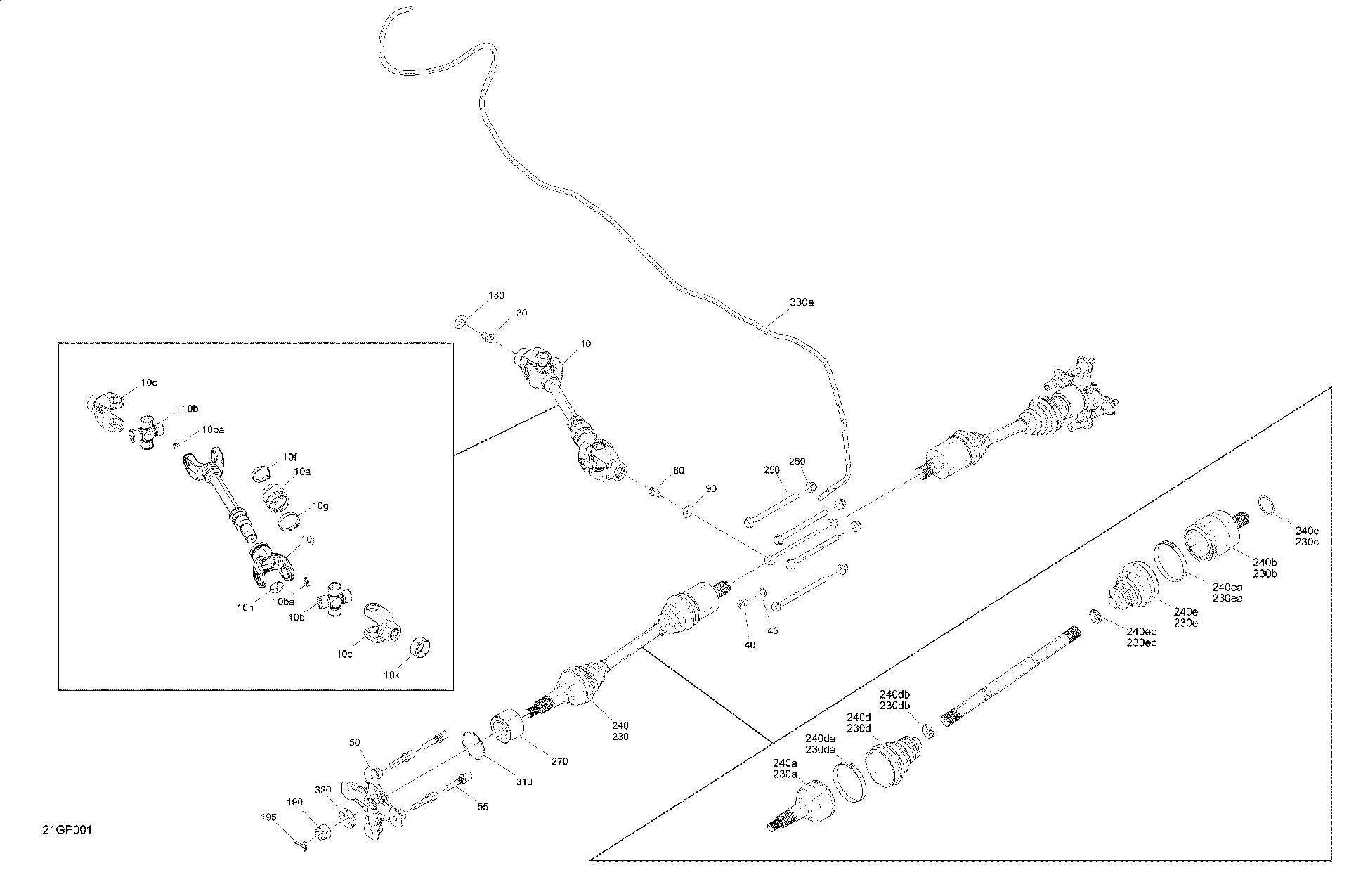 An Image of a Genuine Can-Am Parts Schematic Diagram showing the schematic - DRIVE - REAR - COMMON PARTS - NO MAX
