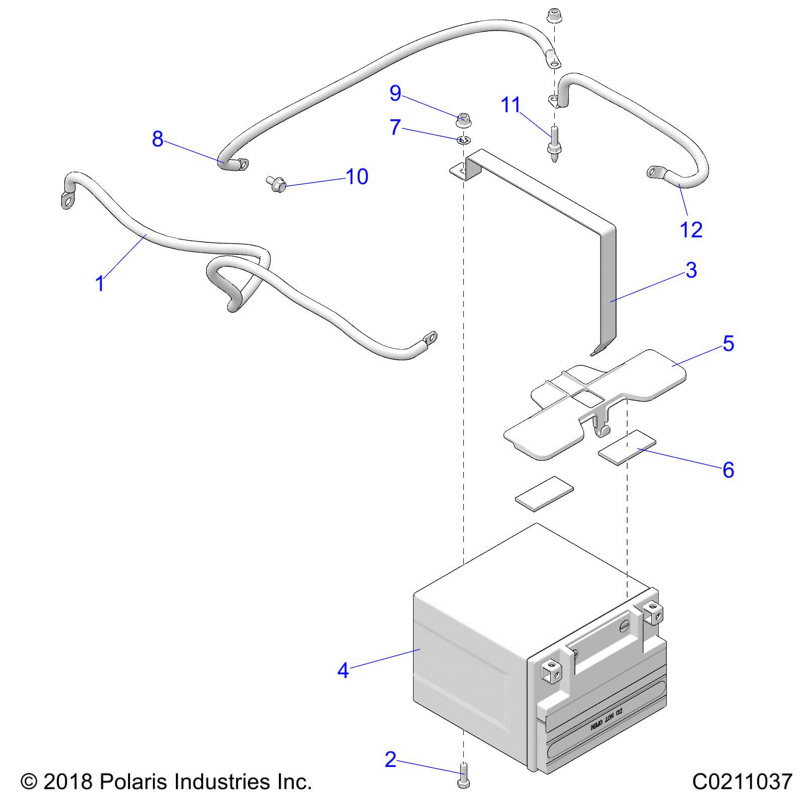 An Image of a Genuine Polaris Parts Schematic Diagram showing the schematic - ELECTRICAL: BATTERY - 2020 POLARIS SPORTSMAN XP 1000 48" TRAIL