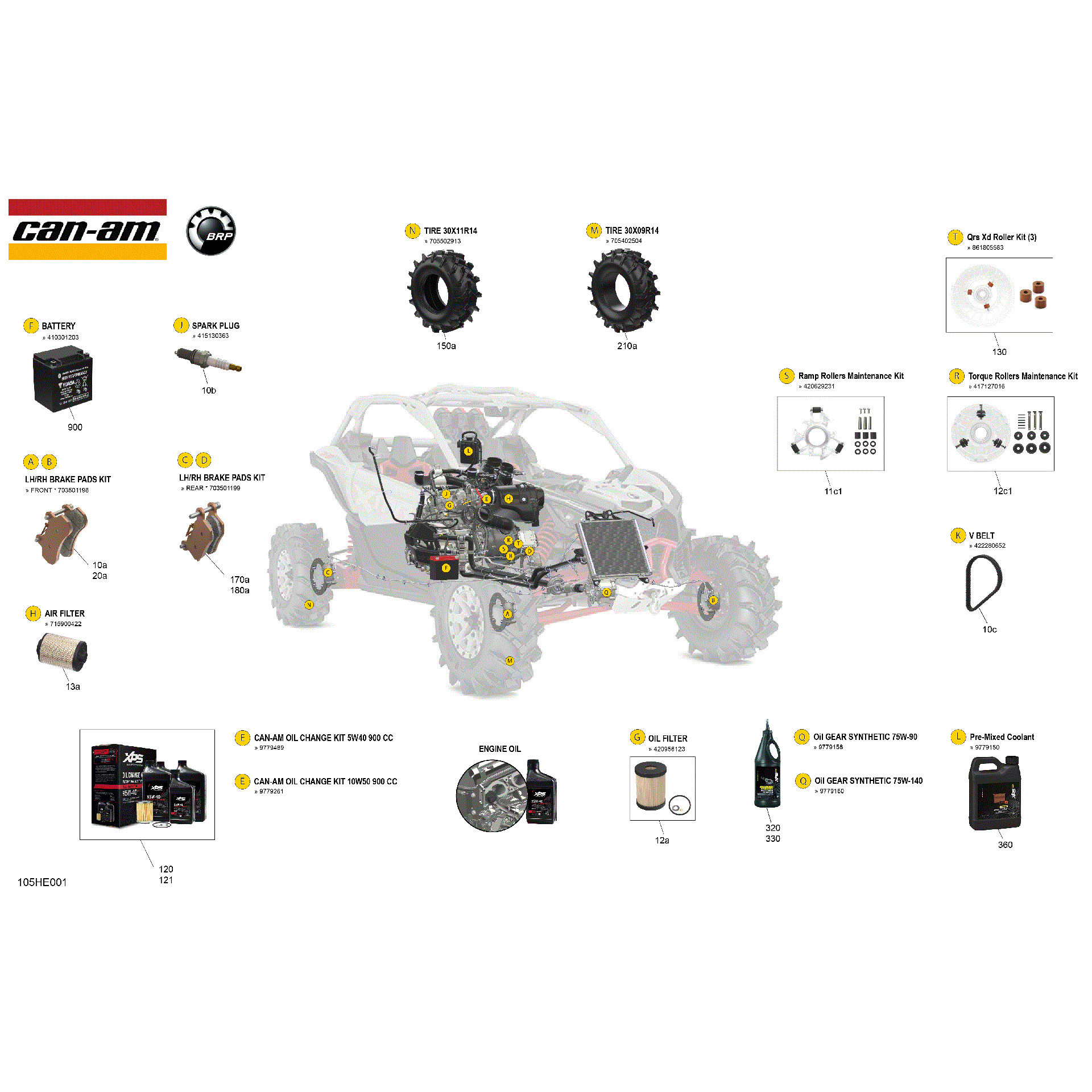 An Image of a Genuine Can-Am Parts Schematic Diagram showing the schematic - SERVICE - MAINTENANCE PARTS & FLUIDS