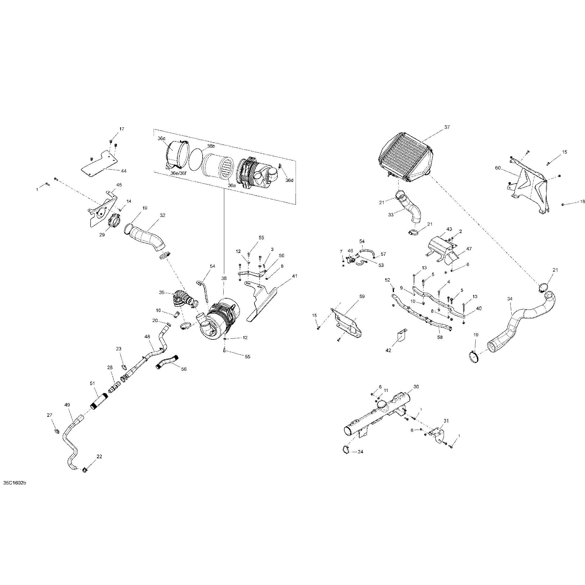 An Image of a Genuine Can-Am Parts Schematic Diagram showing the schematic - AIR INTAKE - TURBO