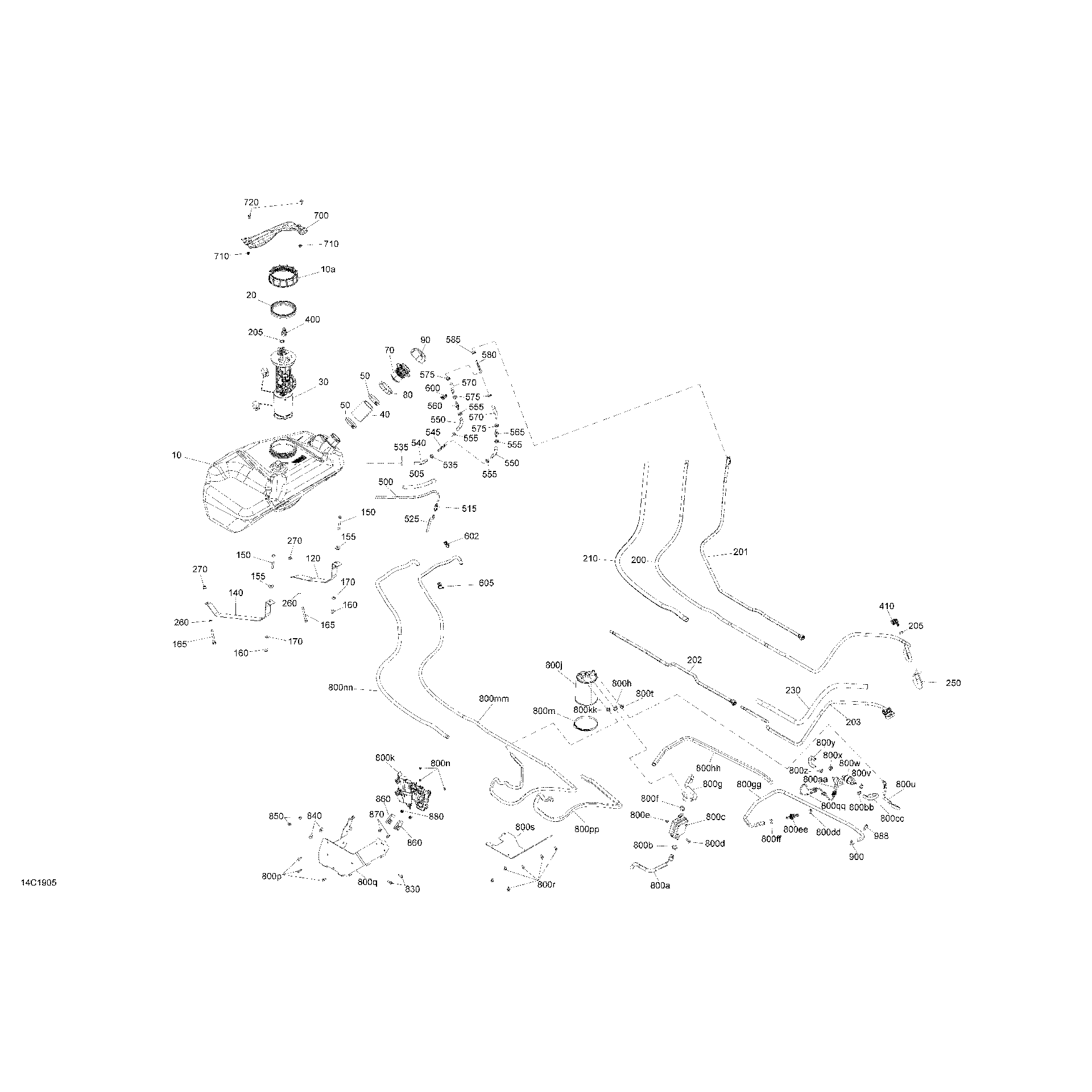 An Image of a Genuine Can-Am Parts Schematic Diagram showing the schematic - FUEL - EVAP