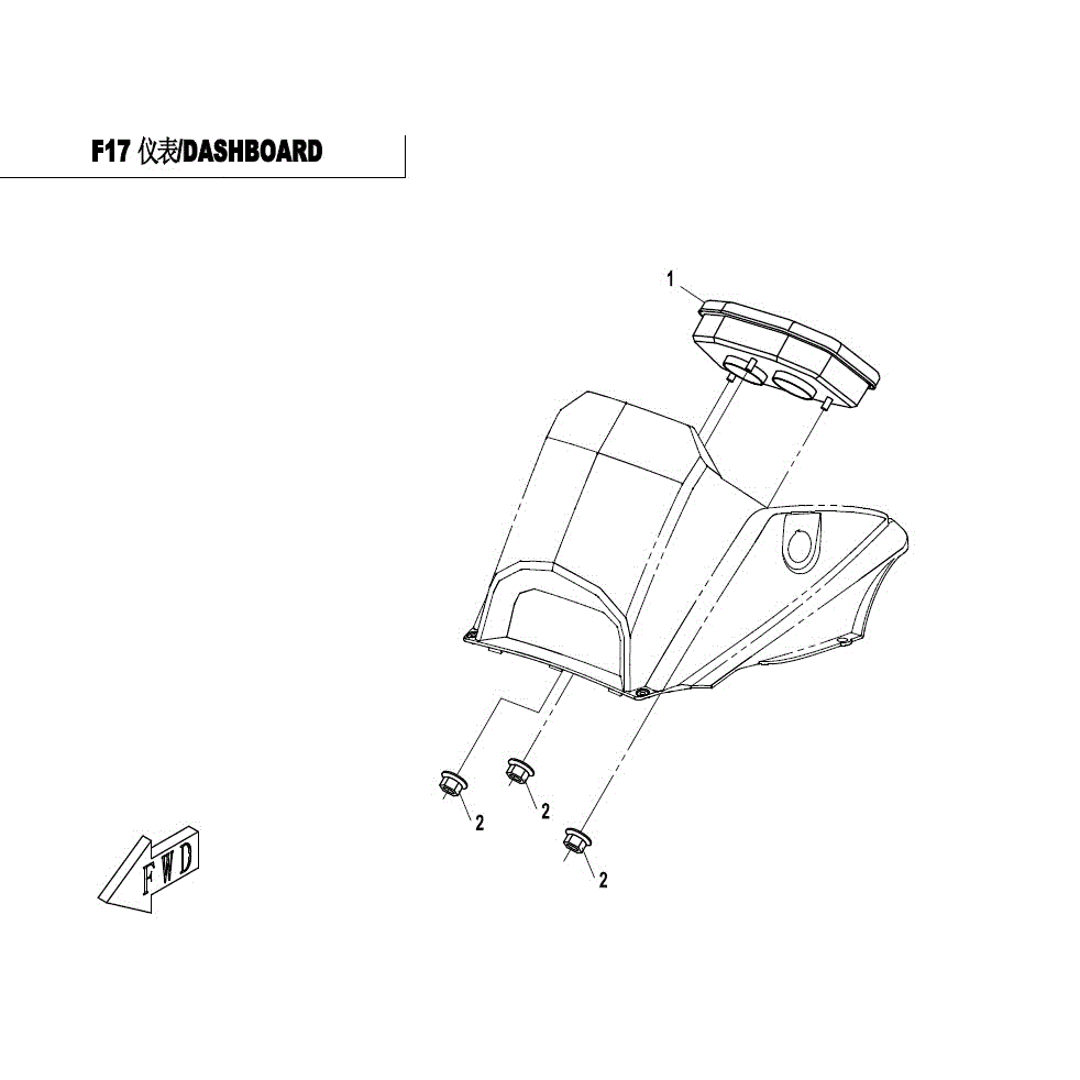 An Image of a genuine CFMOTO Parts Schematic Diagram showing the group - DASHBOARD - 2017 CFMOTO CFORCE 800
