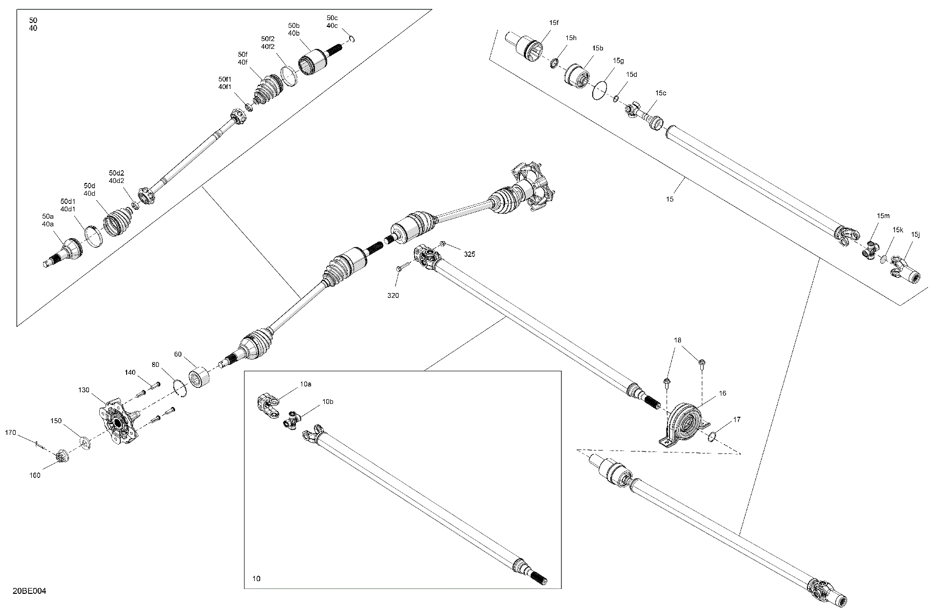 An Image of a Genuine Can-Am Parts Schematic Diagram showing the schematic - DRIVE - FRONT - COMMON PARTS