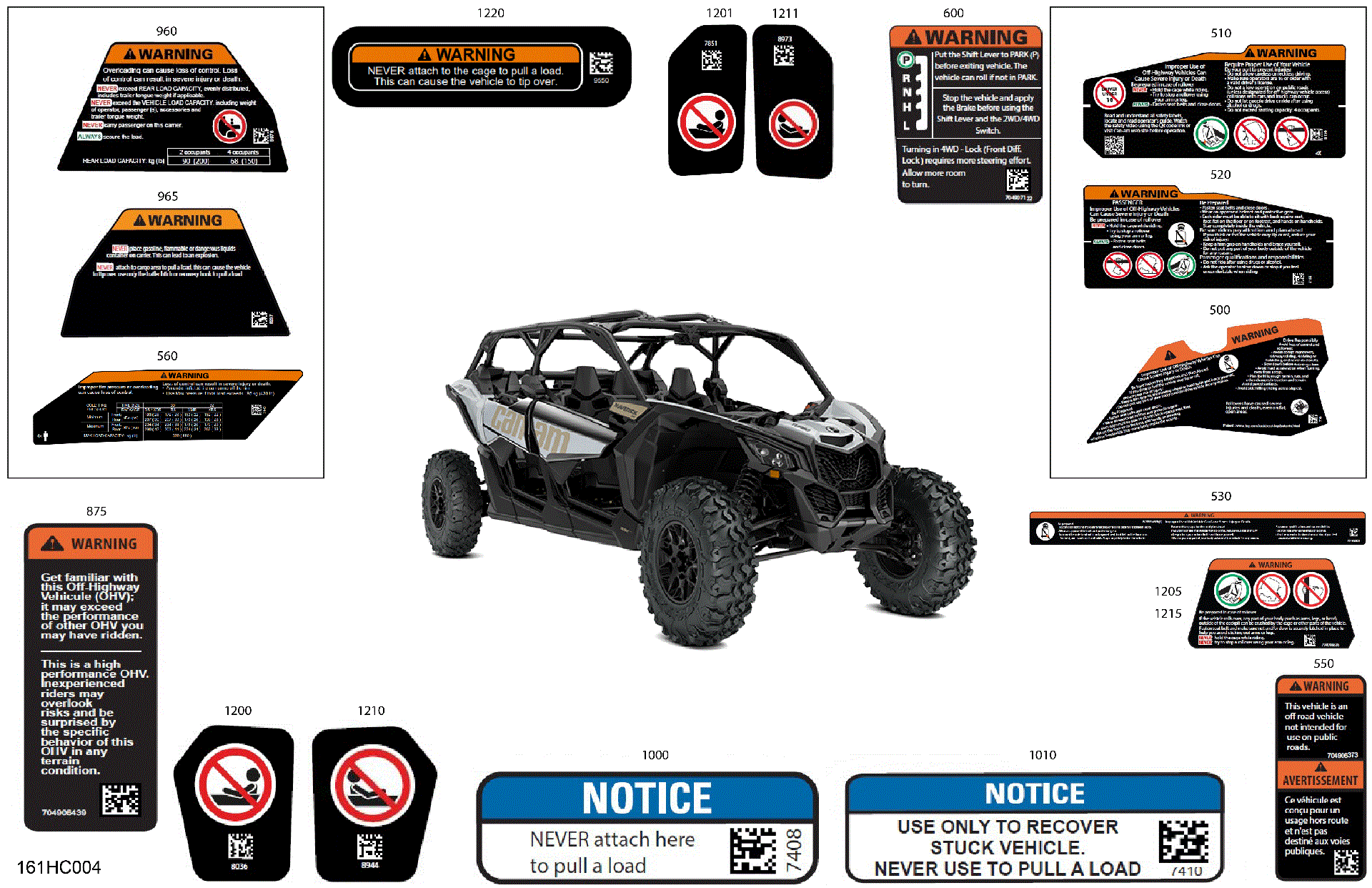 An Image of a Genuine Can-Am Parts Schematic Diagram showing the schematic - BODY - WARNING DECALS