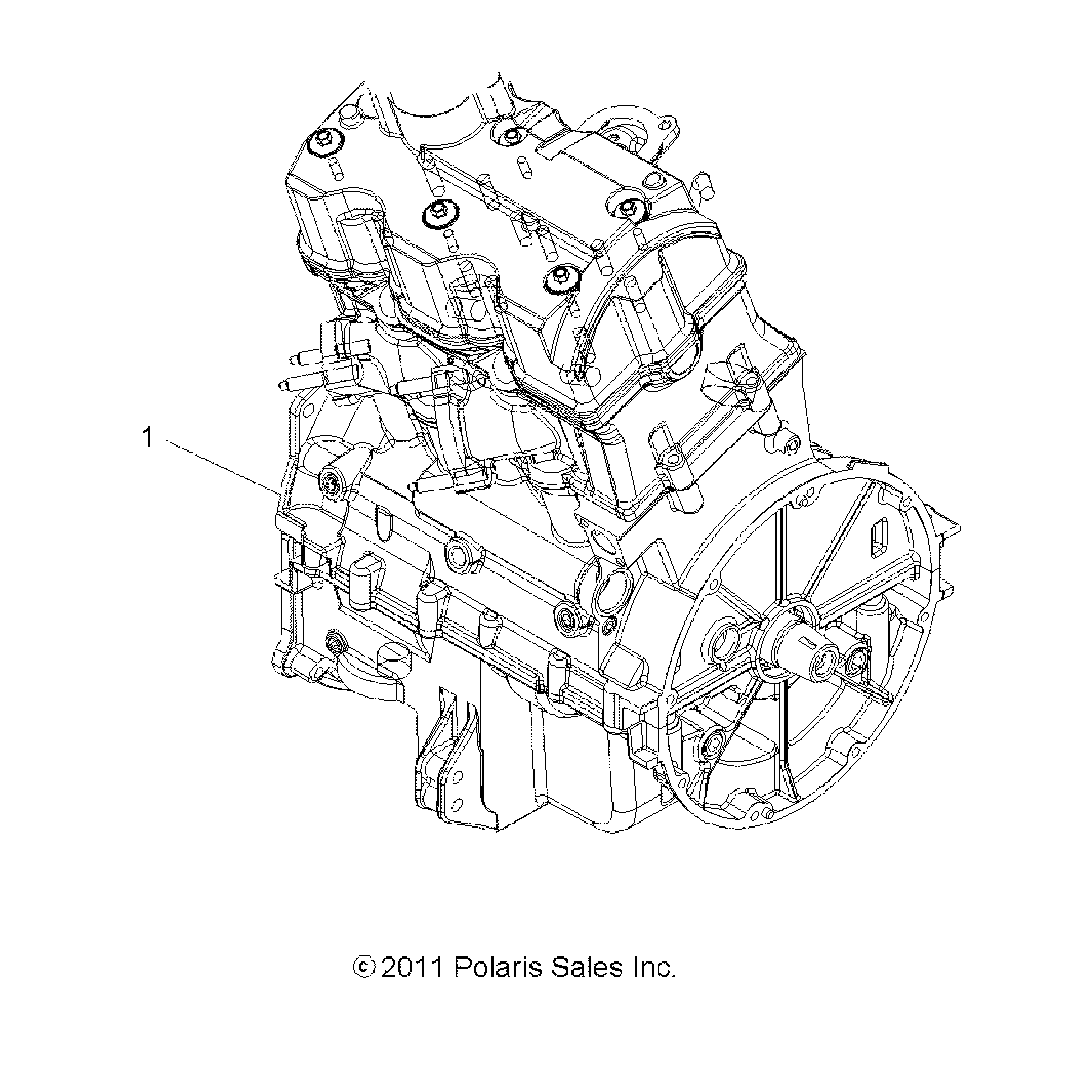 An Image of a Genuine Polaris Parts Schematic Diagram showing the schematic - ENGINE: SHORT BLOCK - 2017 POLARIS SPORTSMAN XP 1000