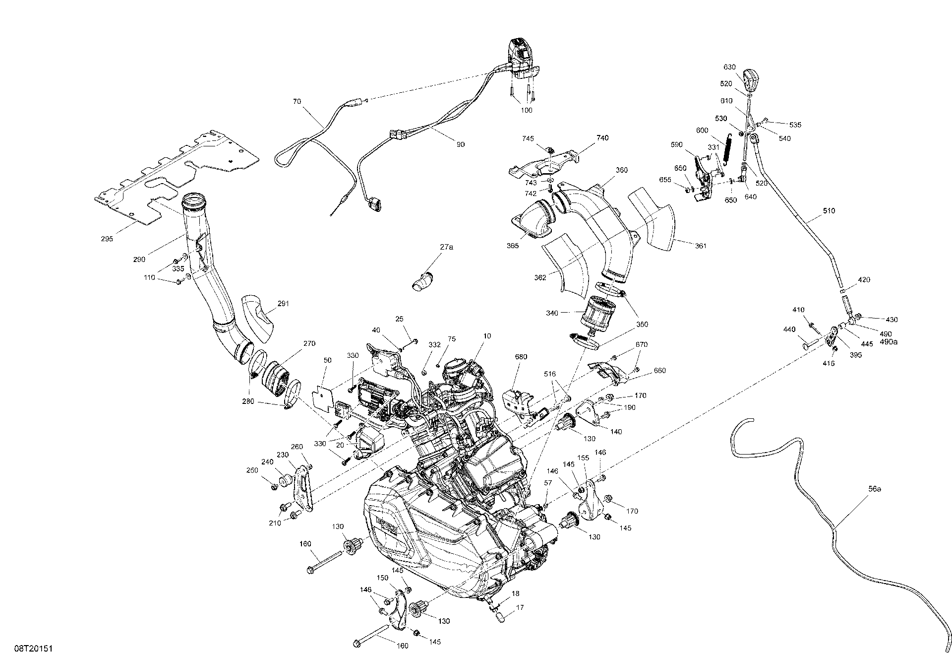 An Image of a Genuine Can-Am Parts Schematic Diagram showing the schematic - ENGINE