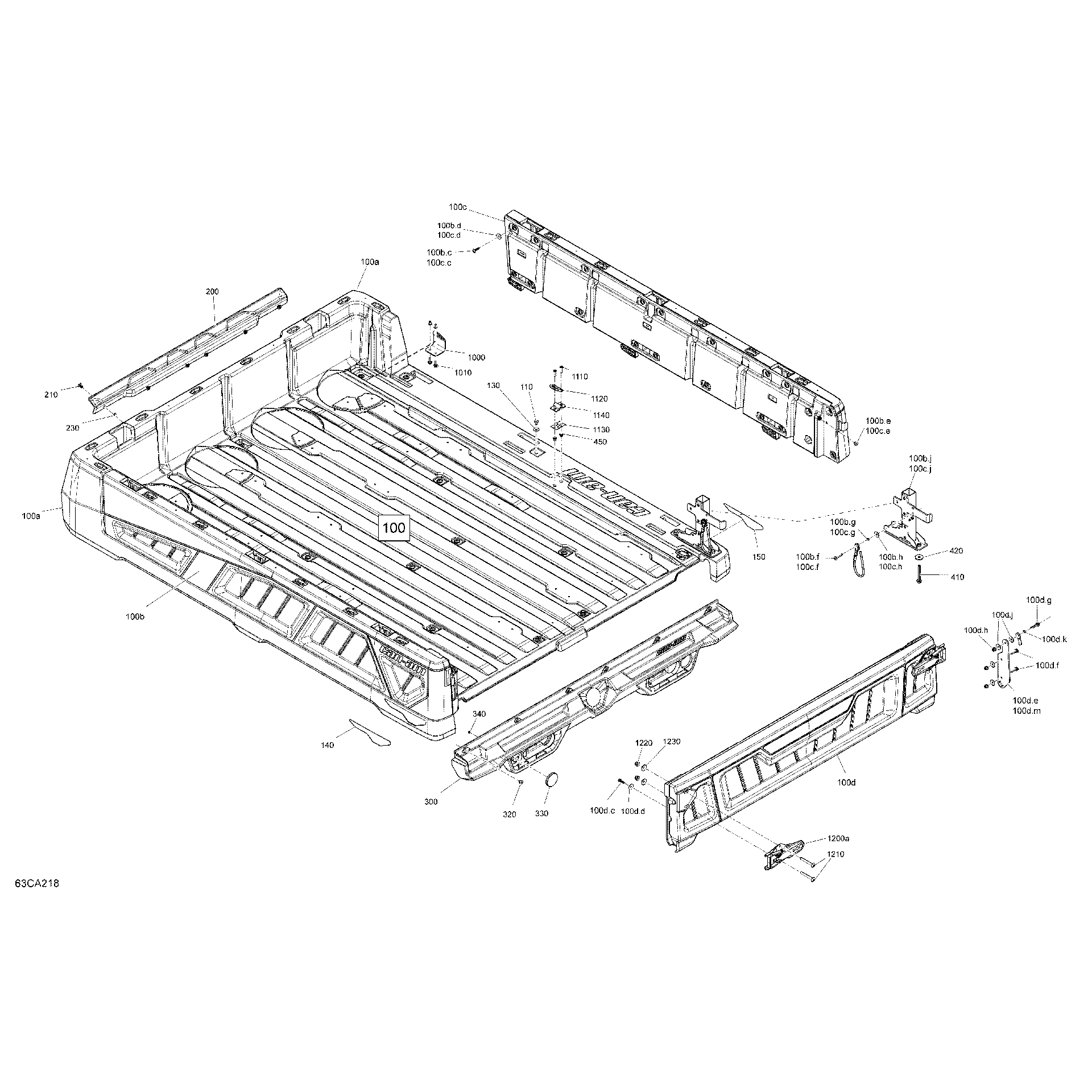 An Image of a Genuine Can-Am Parts Schematic Diagram showing the schematic - BODY - CARGO - UPPER SECTION