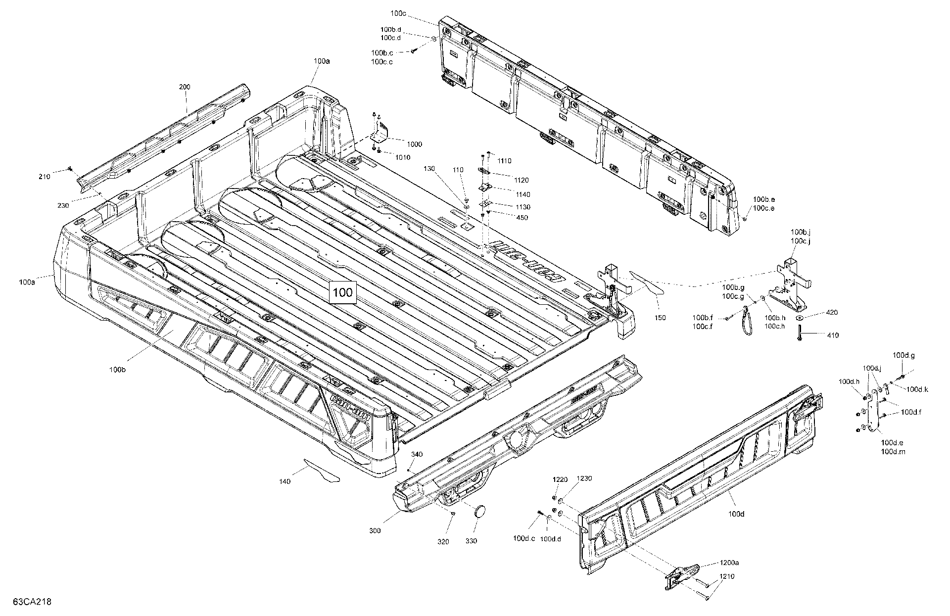 An Image of a Genuine Can-Am Parts Schematic Diagram showing the schematic - BODY - CARGO - UPPER SECTION