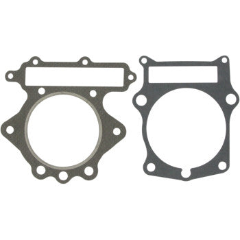 Two Yamaha Top End Gasket Kit (97 mm by Cometic) gaskets, each with circular openings, multiple bolt holes, and a rectangular cutout at the top, are shown side by side on a white background.