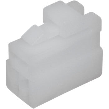 The 250 Series Locking Connector 3 Position Female by Namz is a white plastic rectangular housing with three slots and a top latch for secure attachment—perfect for custom applications. Comes in a convenient 5 pack.