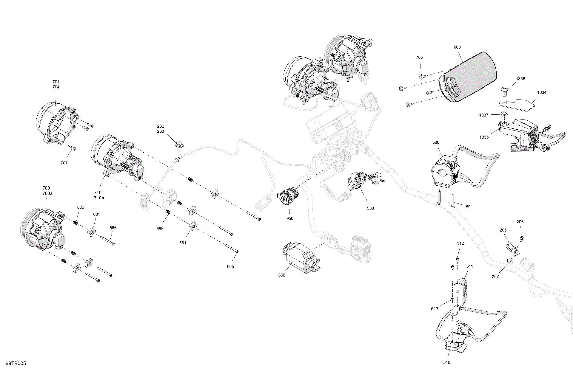 An Image of a Genuine Can-Am Parts Schematic Diagram showing the schematic - ELECTRIC - FRONT SECTION