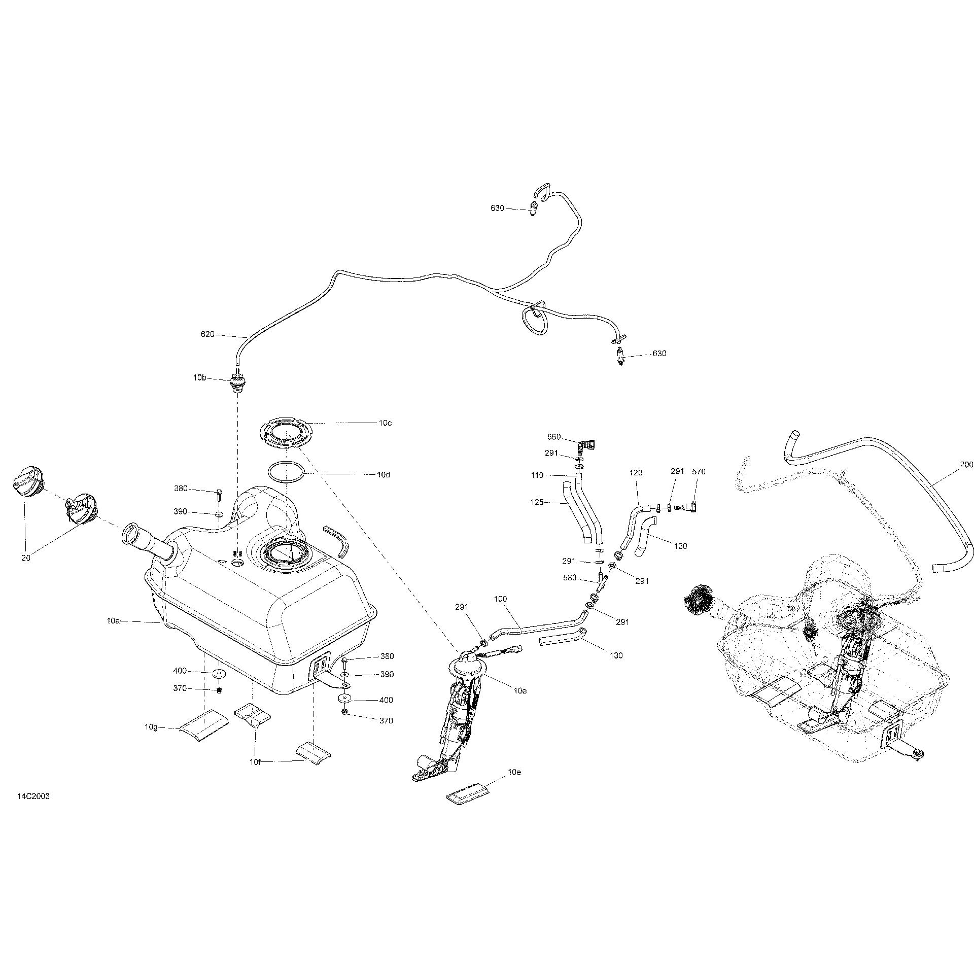 An Image of a Genuine Can-Am Parts Schematic Diagram showing the schematic - FUEL