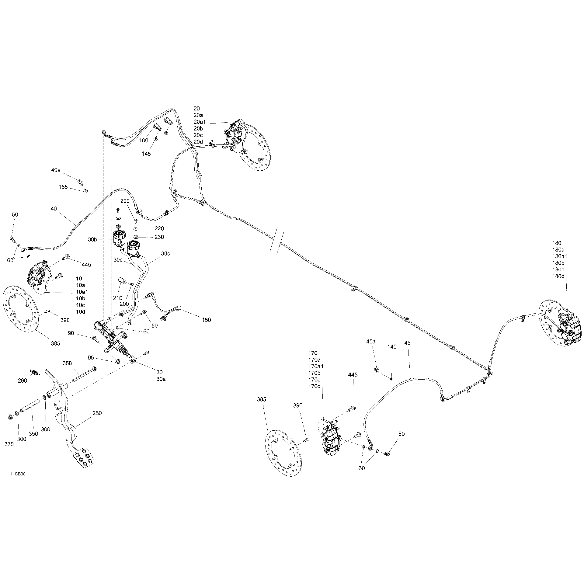 An Image of a Genuine Can-Am Parts Schematic Diagram showing the schematic - MECHANIC - BRAKE SYSTEM