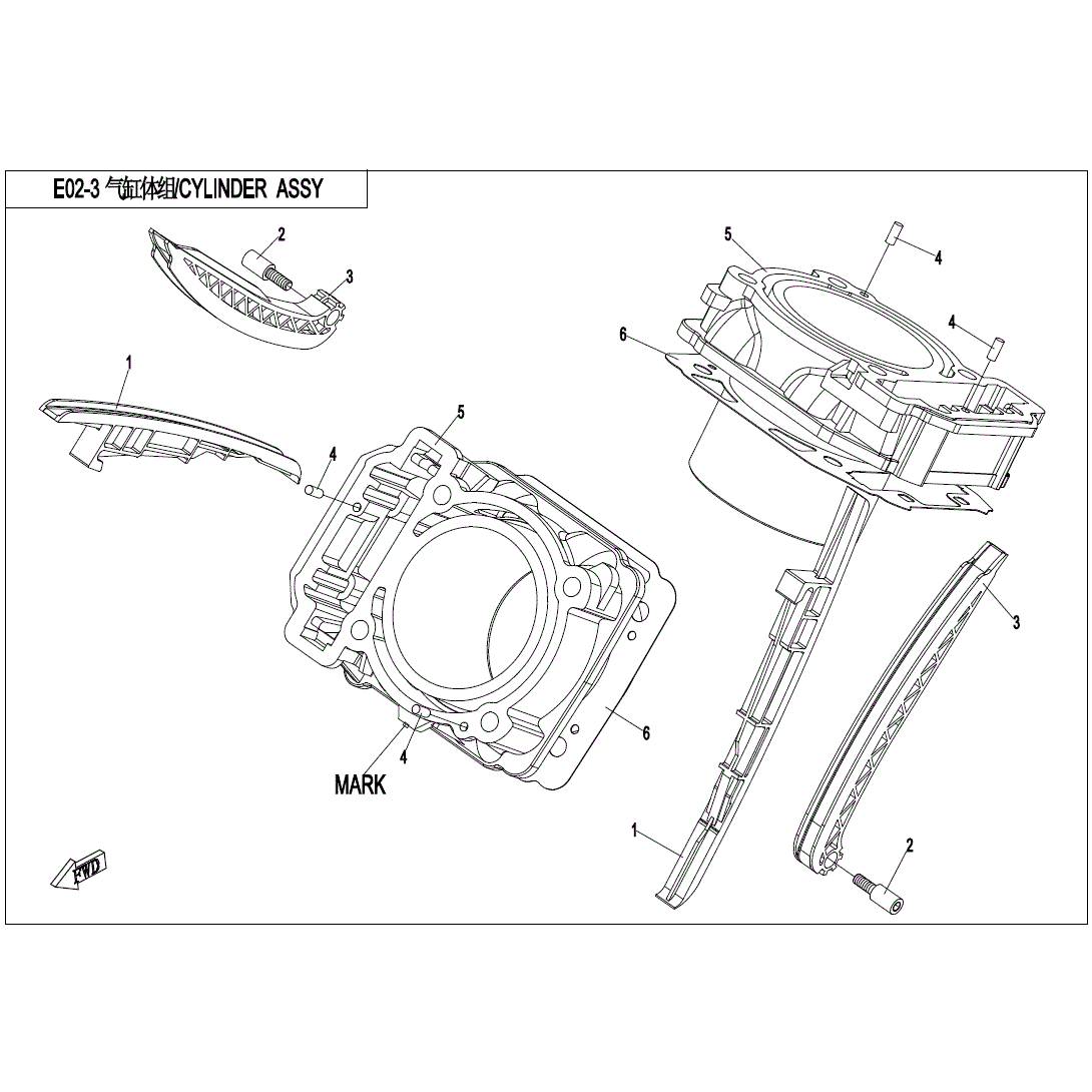 An Image of a Genuine CFMOTO Parts Schematic Diagram showing the schematic - CYLINDER ASSY. - 2021 CFMOTO UFORCE 800