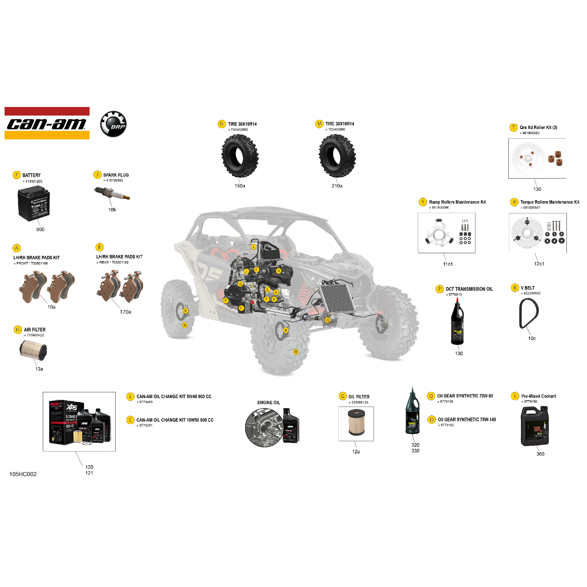 An Image of a Genuine Can-Am Parts Schematic Diagram showing the schematic - SERVICE - MAINTENANCE PARTS & FLUIDS