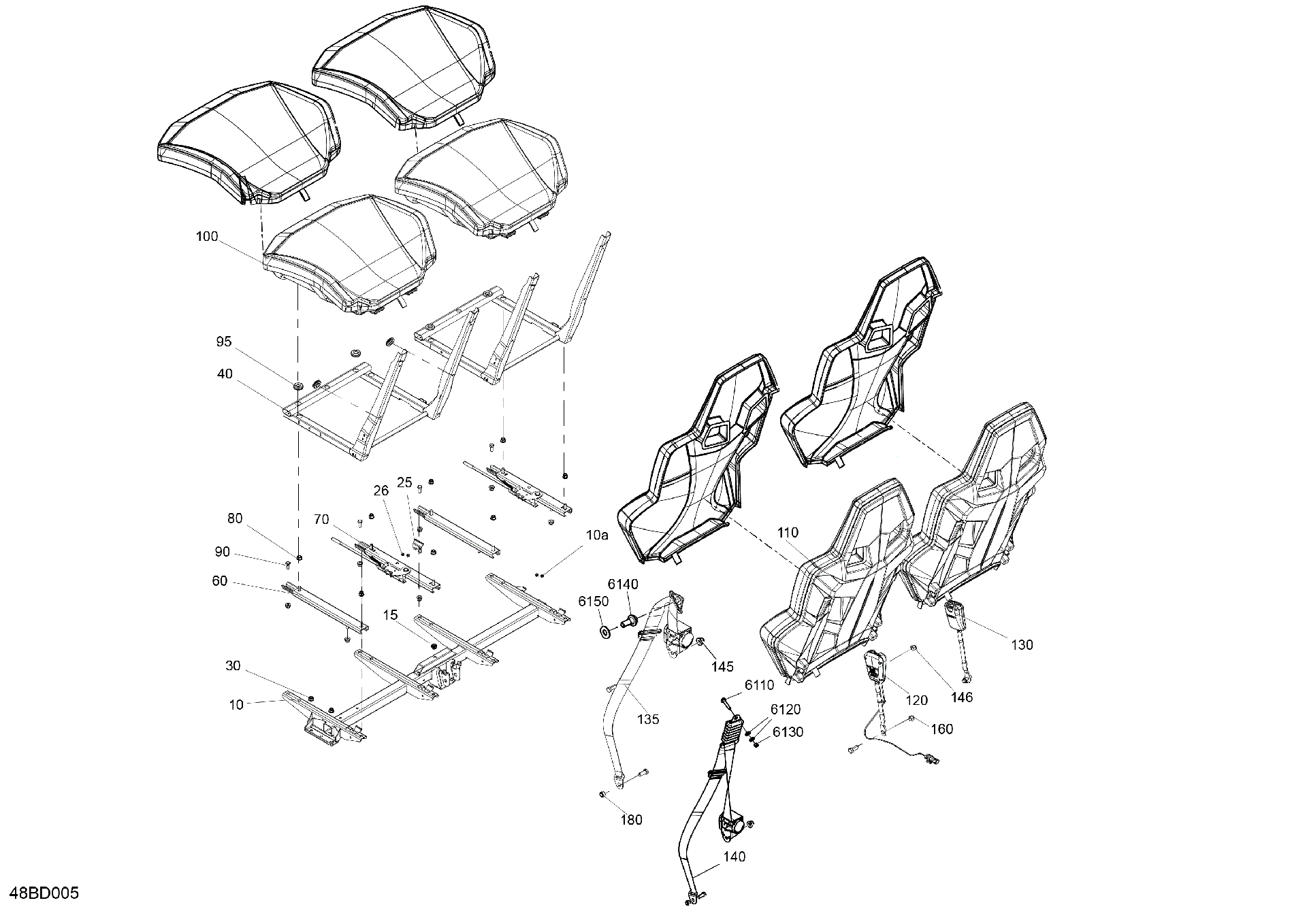 An Image of a Genuine Can-Am Parts Schematic Diagram showing the schematic - BODY - SEAT