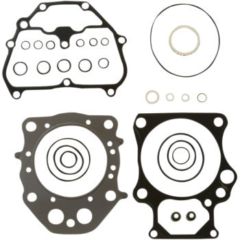 The Honda Complete Gasket Kit by Athena includes head gaskets, circular seals, and O-rings of various sizes—vital components for any engine rebuild—all arranged on a white background.