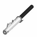 Silver metal fork leg with mounting points and a smooth black cylindrical upper section.