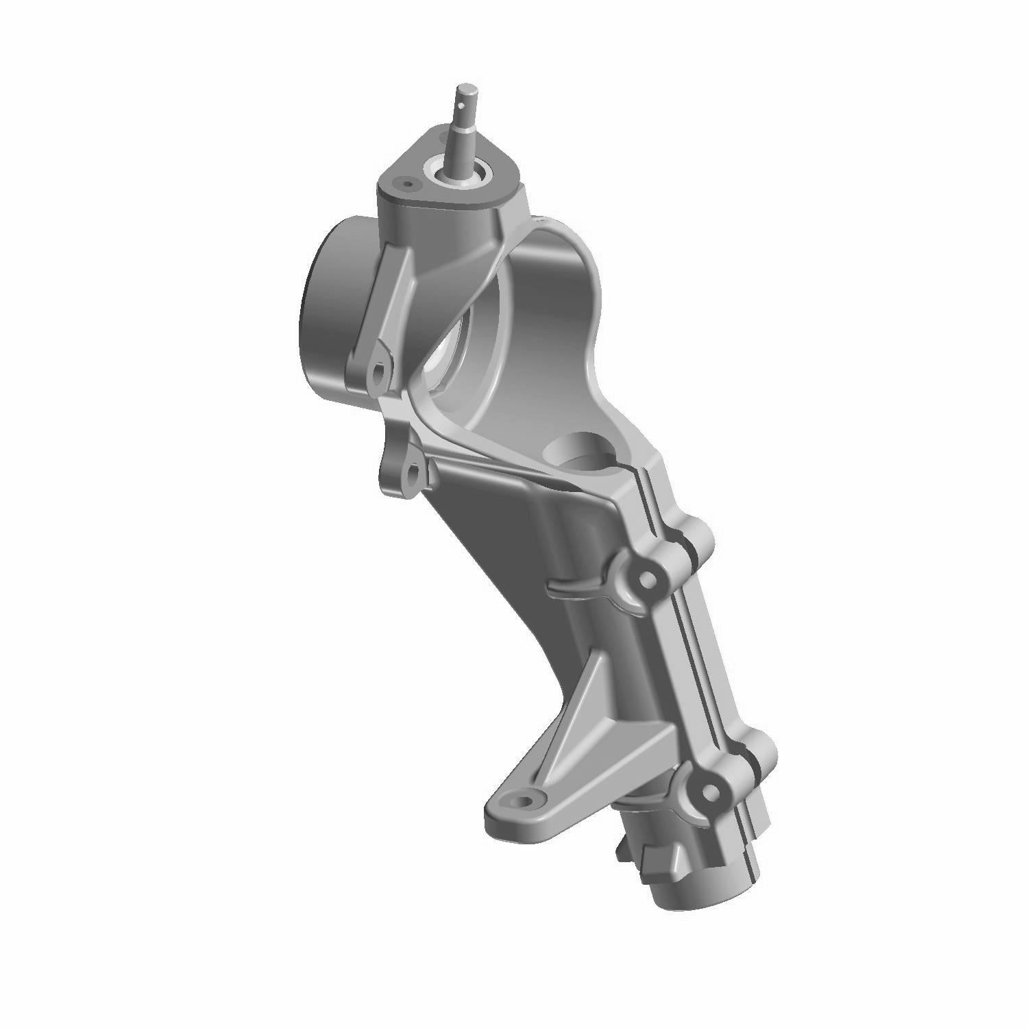 Gray metal Hubstrust right steering knuckle with mounting points and spindle for Polaris UTV models.
