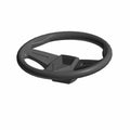 Black 14-inch Polaris steering wheel with textured grip and three-spoke design.