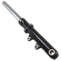 Black metal motorcycle fork leg with silver upper tube and mounting points for Indian Scout models.