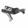 Black metal tilt steering bracket with riveted joints and mounting holes for Polaris UTVs.