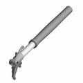 Left anodized gold motorcycle fork tube with silver mounting brackets and attachment points.