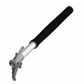 Left fork leg for motorcycle, anodized black with silver metal mounting end and attachment points.