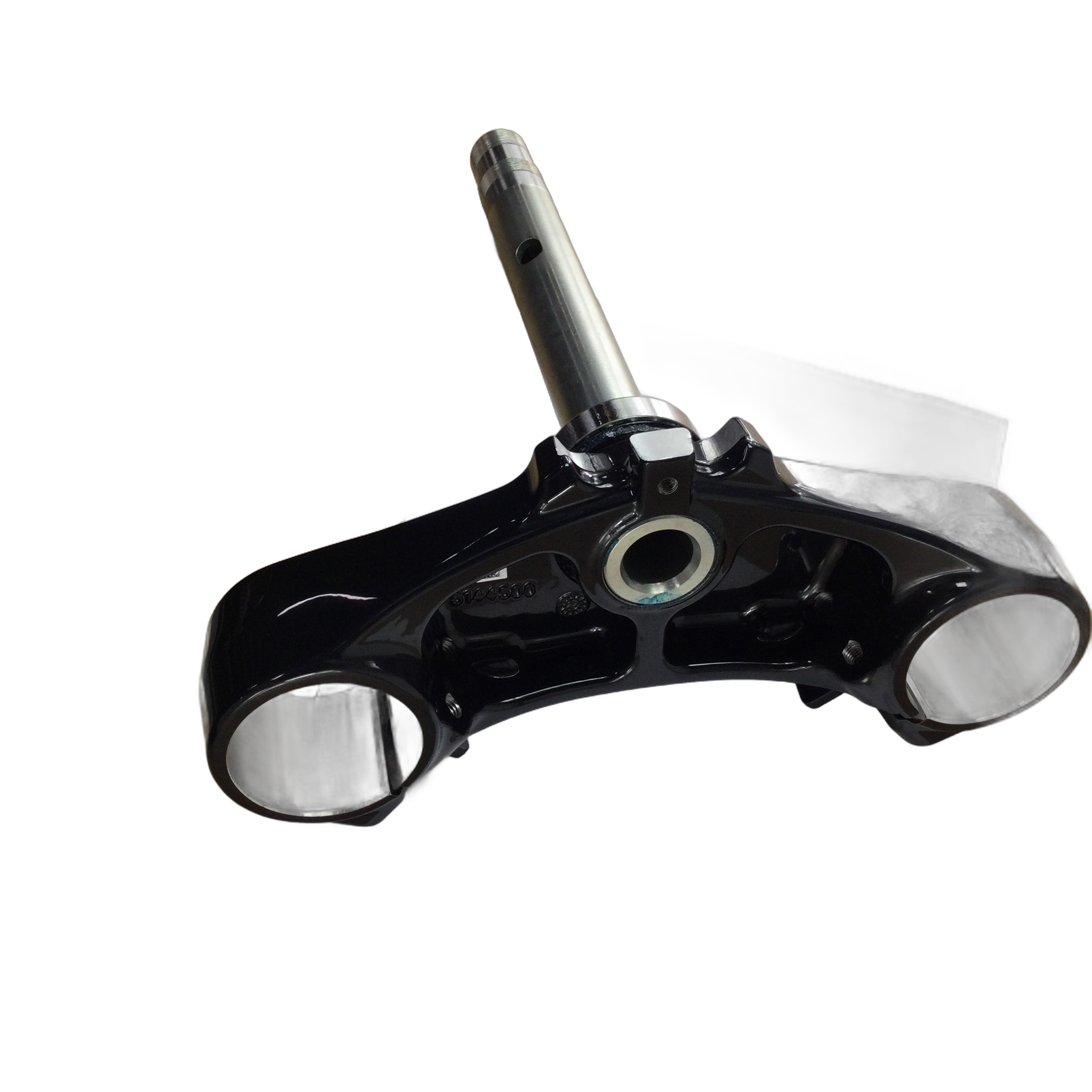 The Triple Lower Assembly, Black by Polaris, features a sleek black metal build with a silver handle—perfect for those seeking quality OEM parts for Indian Polaris or Indian motorcycles.