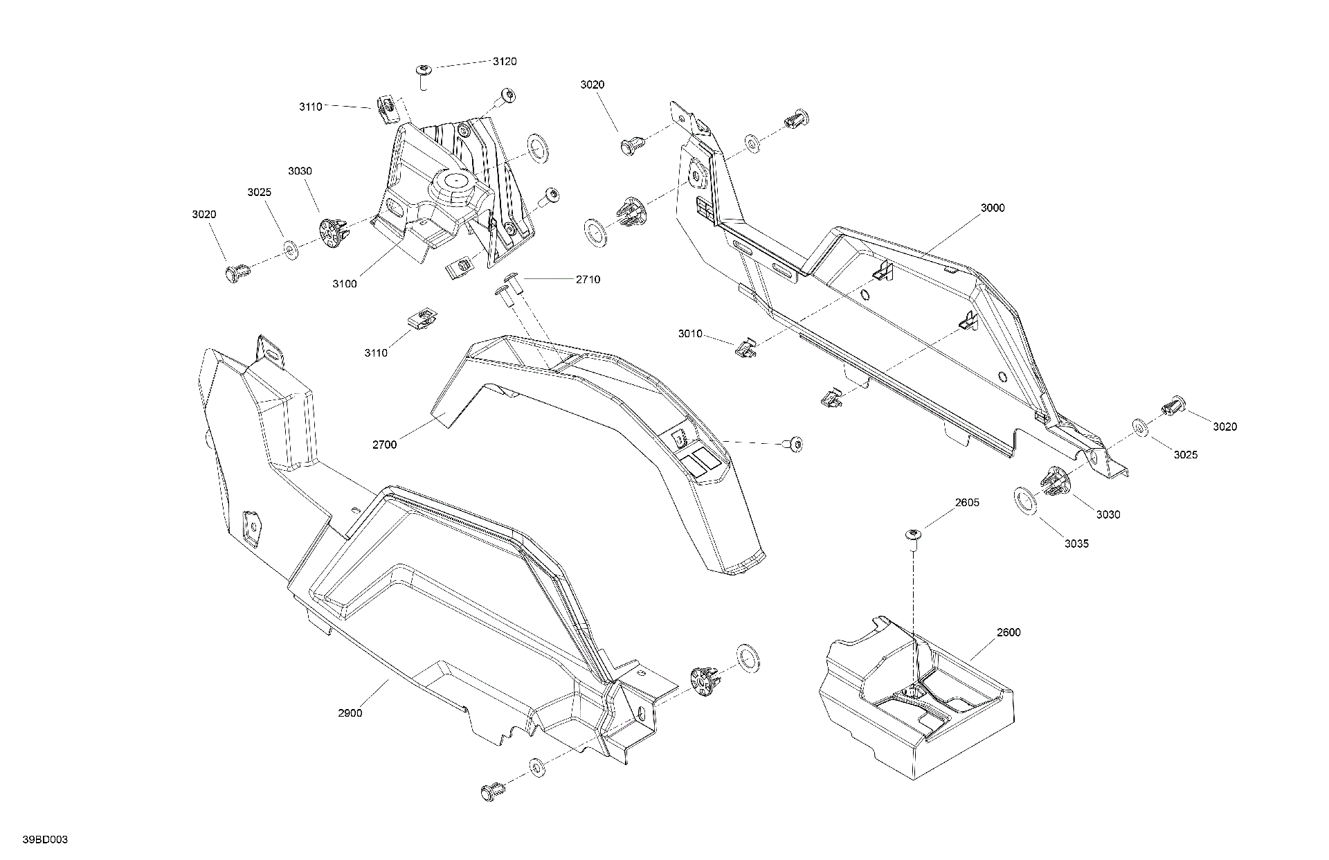 An Image of a Genuine Can-Am Parts Schematic Diagram showing the schematic - CAB INTERIOR - CENTER CONSOLE