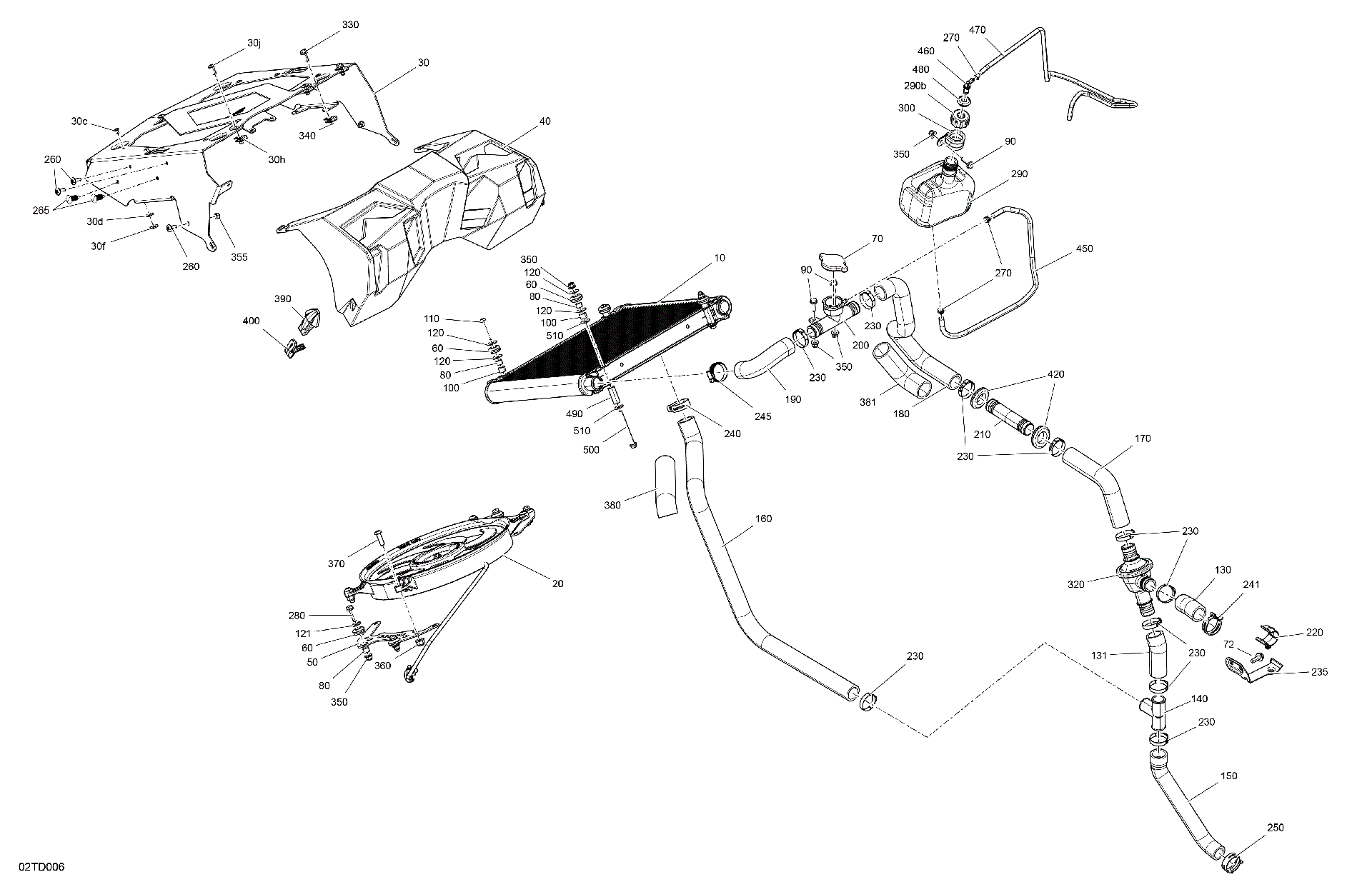 An Image of a Genuine Can-Am Parts Schematic Diagram showing the schematic - ENGINE - COOLING