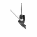 Black mechanical tilt and tele steering assembly with two vertical metal rods and mounting bracket.