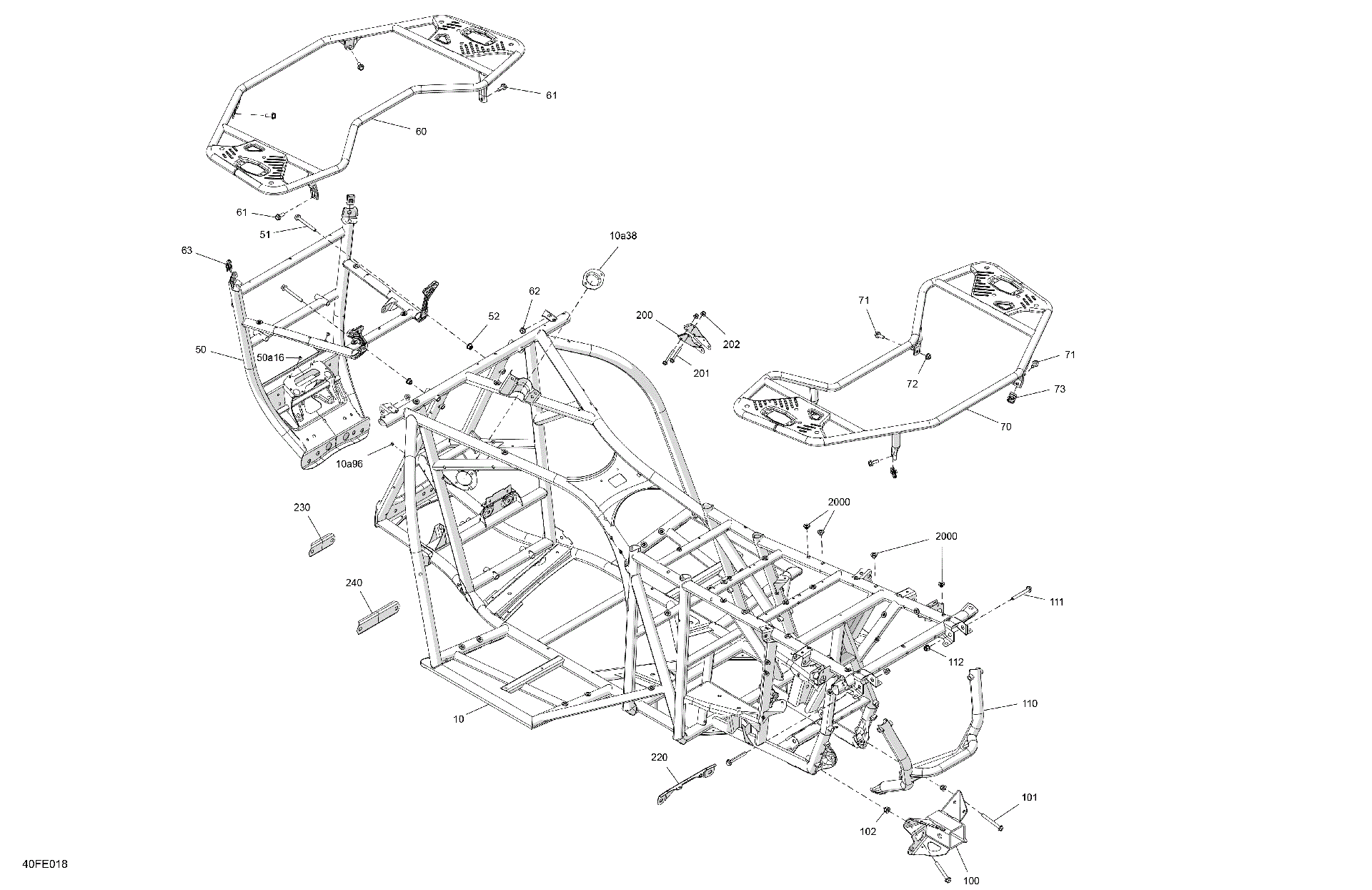 An Image of a Genuine Can-Am Parts Schematic Diagram showing the schematic - FRAME - SYSTEM