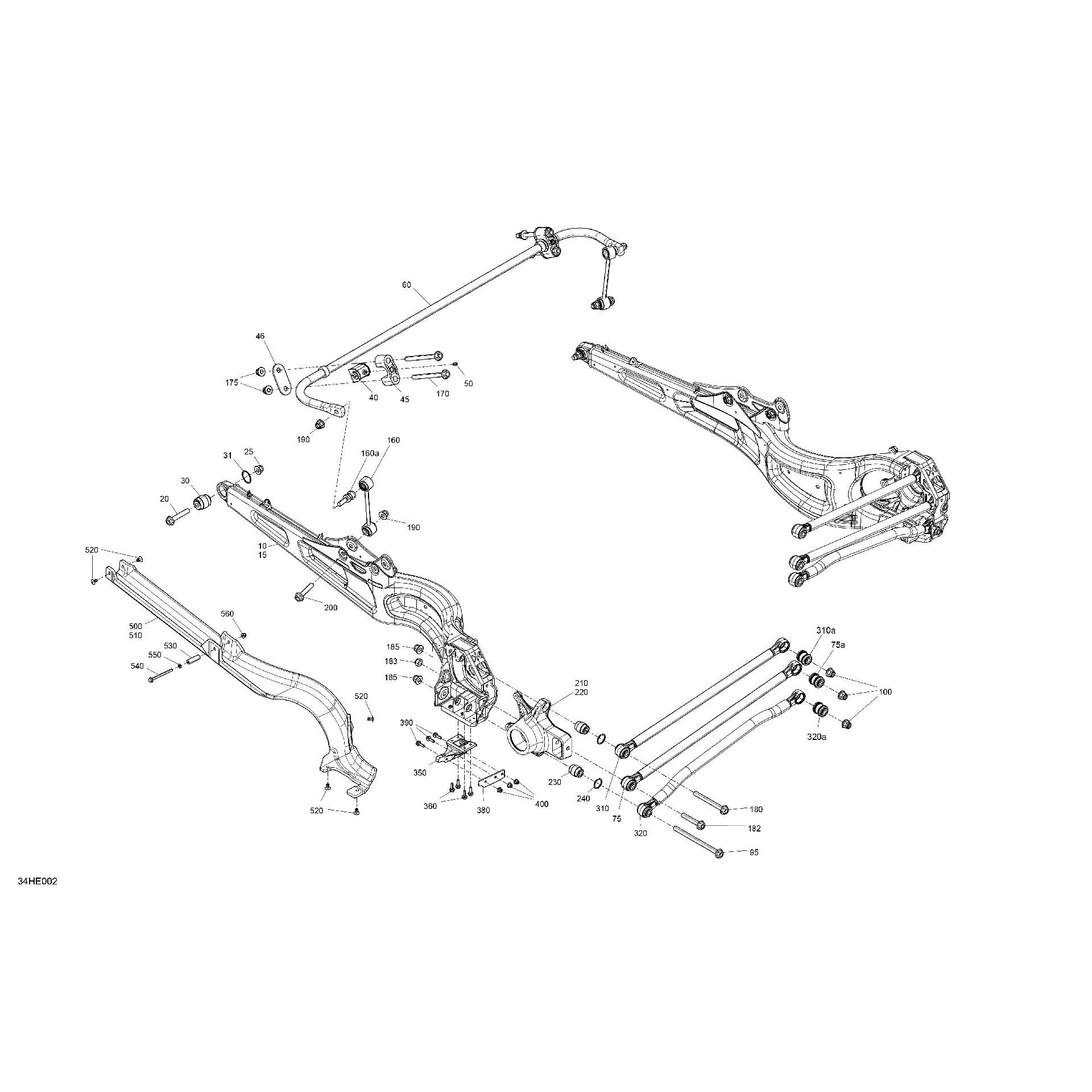 An Image of a Genuine Can-Am Parts Schematic Diagram showing the schematic - SUSPENSION - REAR COMPONENTS