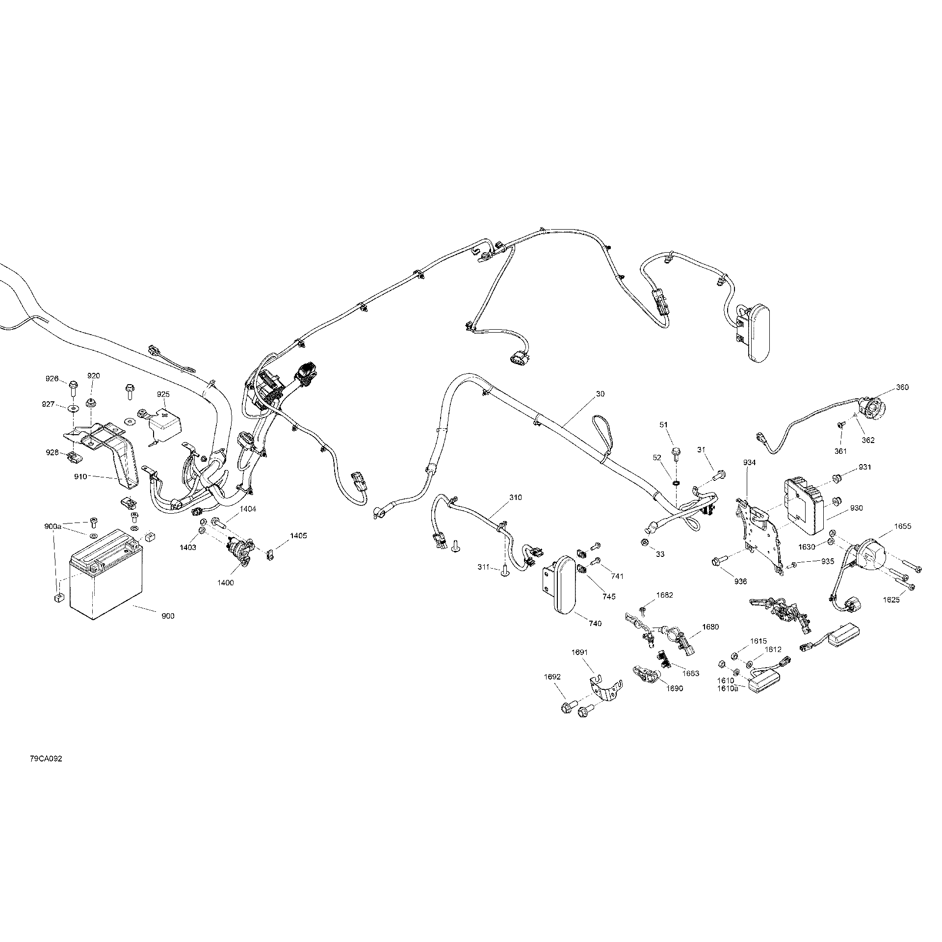 An Image of a Genuine Can-Am Parts Schematic Diagram showing the schematic - ELECTRIC - REAR SYSTEM