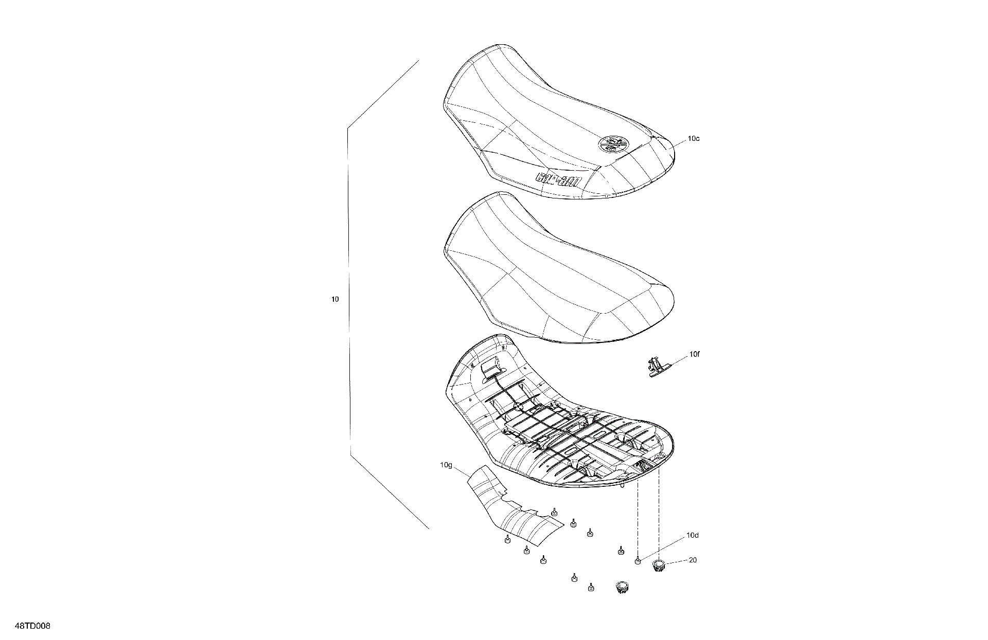 An Image of a Genuine Can-Am Parts Schematic Diagram showing the schematic - BODY - SEAT