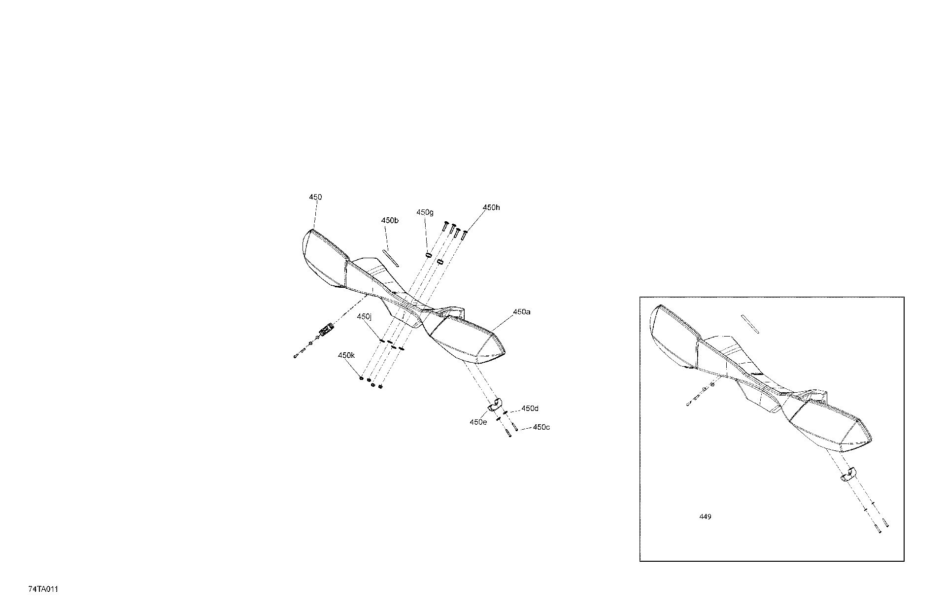 An Image of a Genuine Can-Am Parts Schematic Diagram showing the schematic - MECHANIC - STEERING - AIR DEFLECTOR - XT - LTD