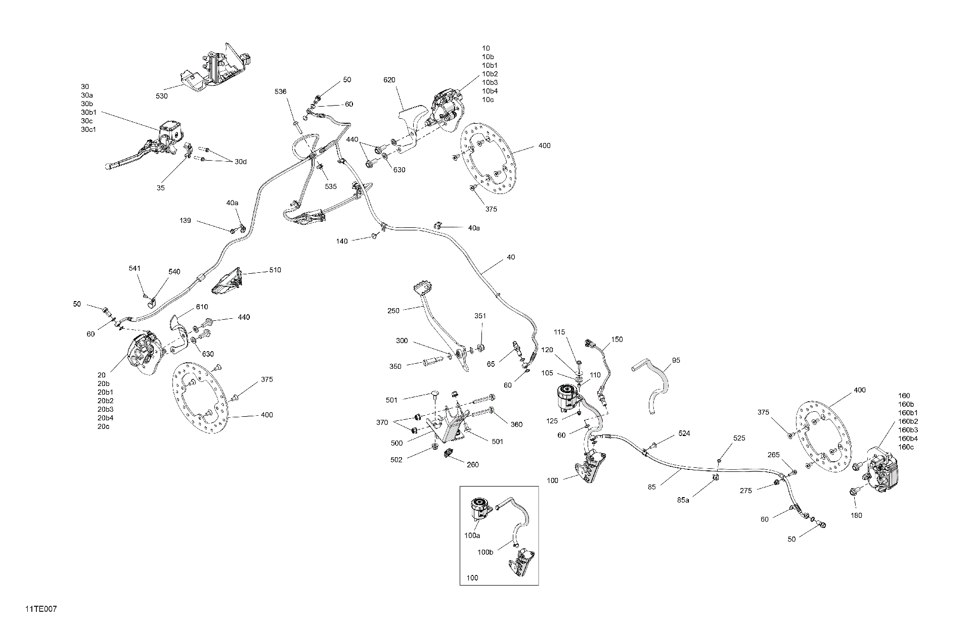 An Image of a Genuine Can-Am Parts Schematic Diagram showing the schematic - MECHANIC - BRAKE SYSTEM