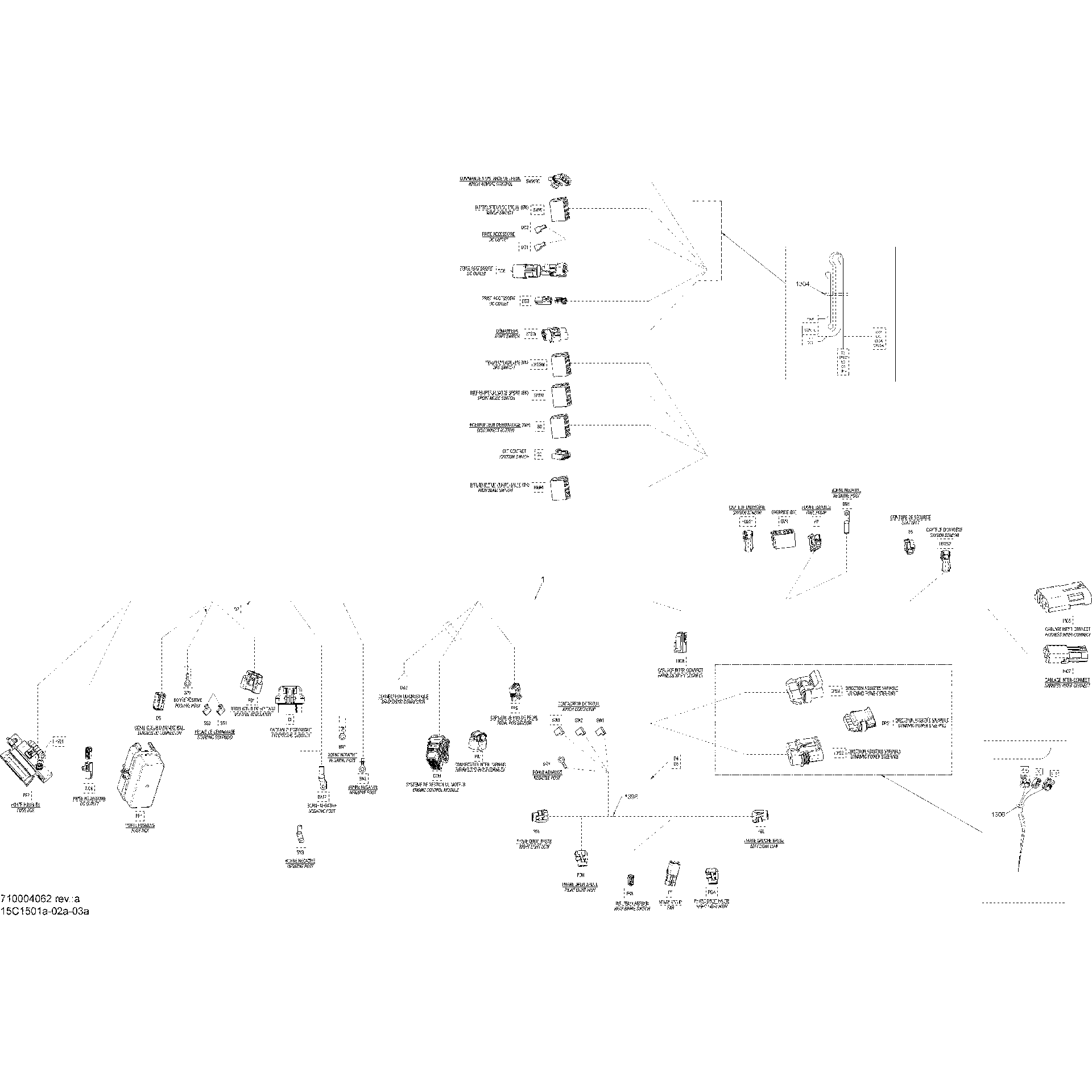 An Image of a Genuine Can-Am Parts Schematic Diagram showing the schematic - ELECTRICAL HARNESS MAIN HARNESS_15C1501A