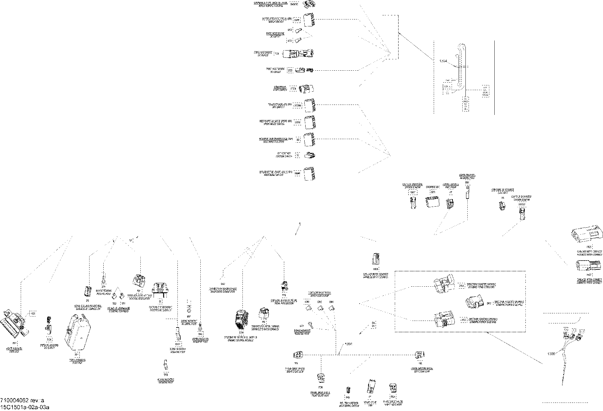 An Image of a Genuine Can-Am Parts Schematic Diagram showing the schematic - ELECTRICAL HARNESS MAIN HARNESS_15C1502A
