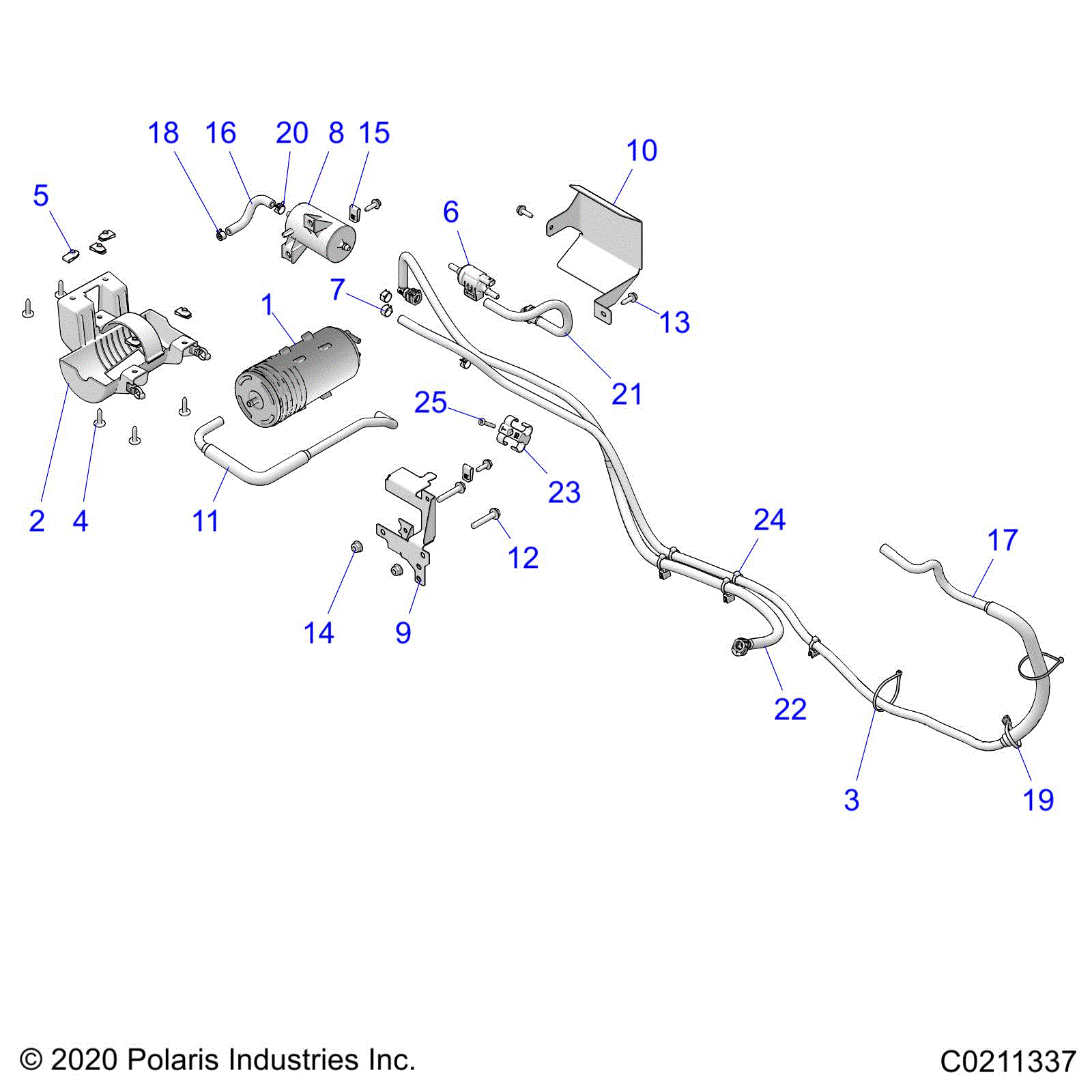 An Image of a Genuine Polaris Parts Schematic Diagram showing the schematic - FUEL SYSTEM: FUEL TANK EVAP - 2022 POLARIS SPORTSMAN 570 SP TRAIL