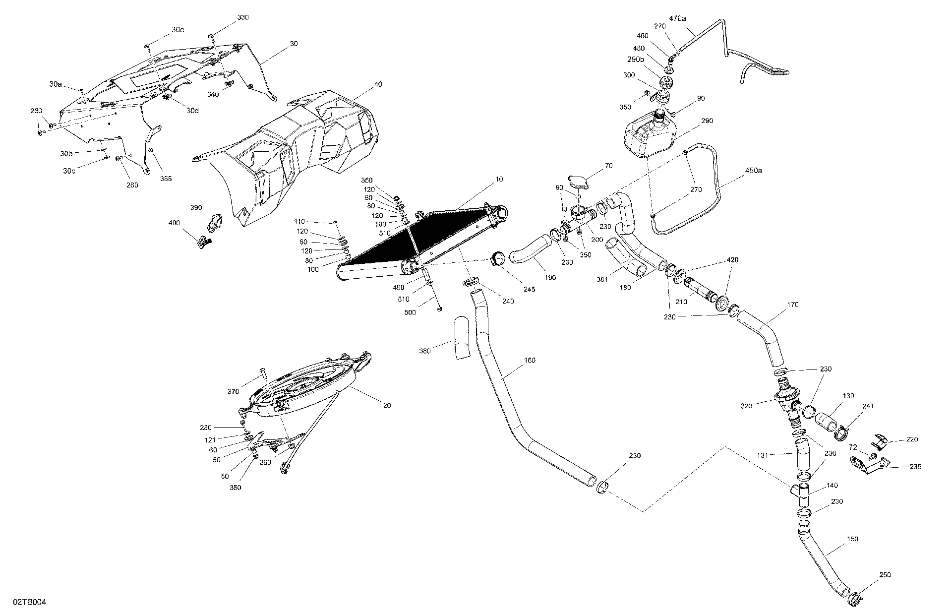 An Image of a Genuine Can-Am Parts Schematic Diagram showing the schematic - ENGINE - COOLING